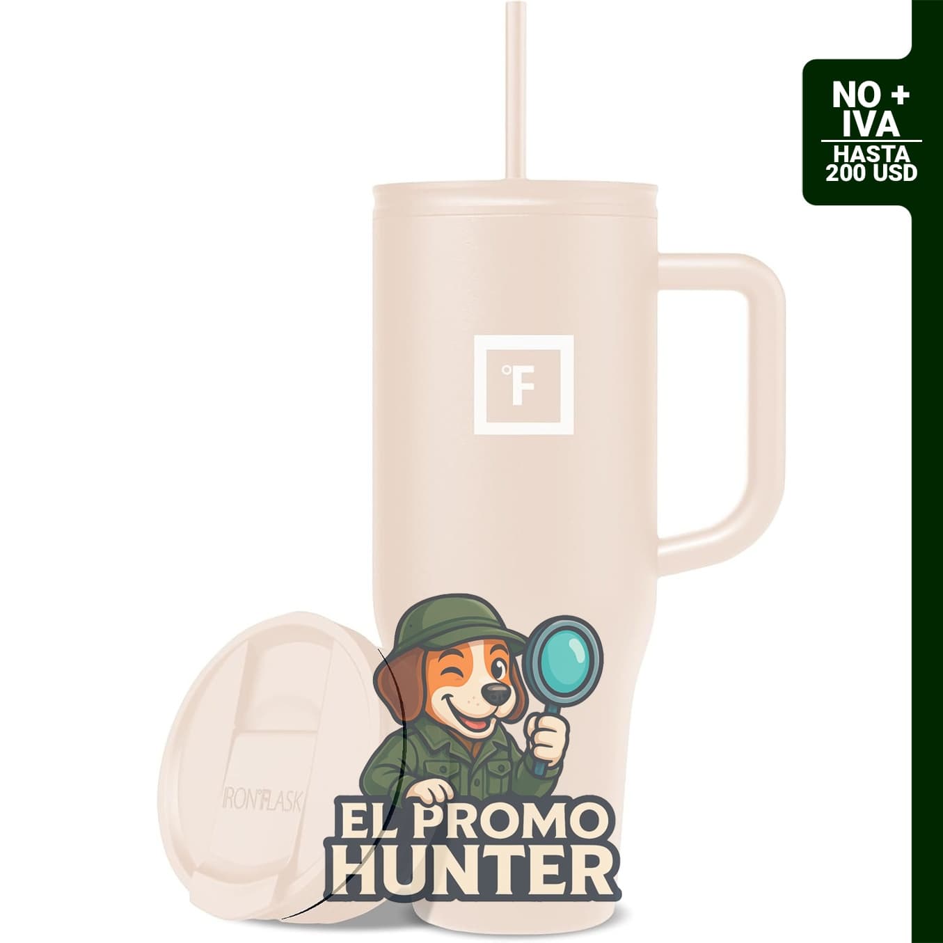 IRON °FLASK Co-Pilot taza térmica de 40 fl oz (1.18 L) con popote y tapas abatibles, a prueba de fugas.