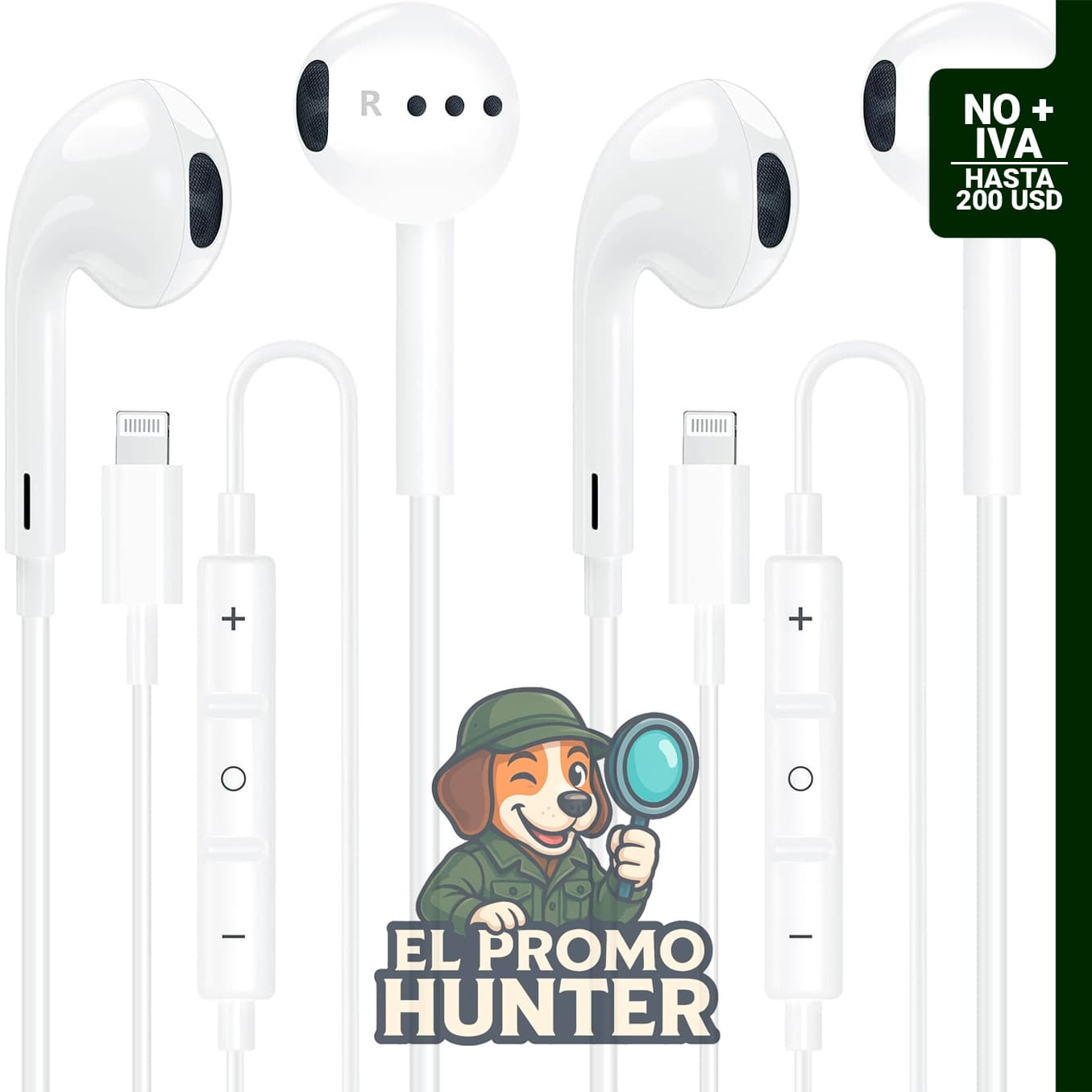 Paquete de 2 auriculares con cable para iPhone, certificación MFi.