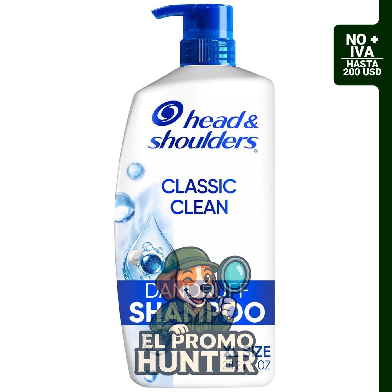 Head & Shoulders Classic Clean Champú anticaspa, 1% de piritiona de zinc, 28.2 fl oz (834 ml).