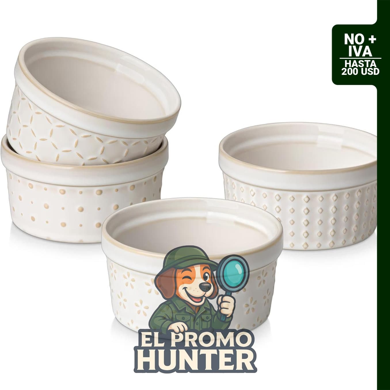 MALACASA Ramequines de cerámica de 177 ml, aptos para horno, juego de 4.