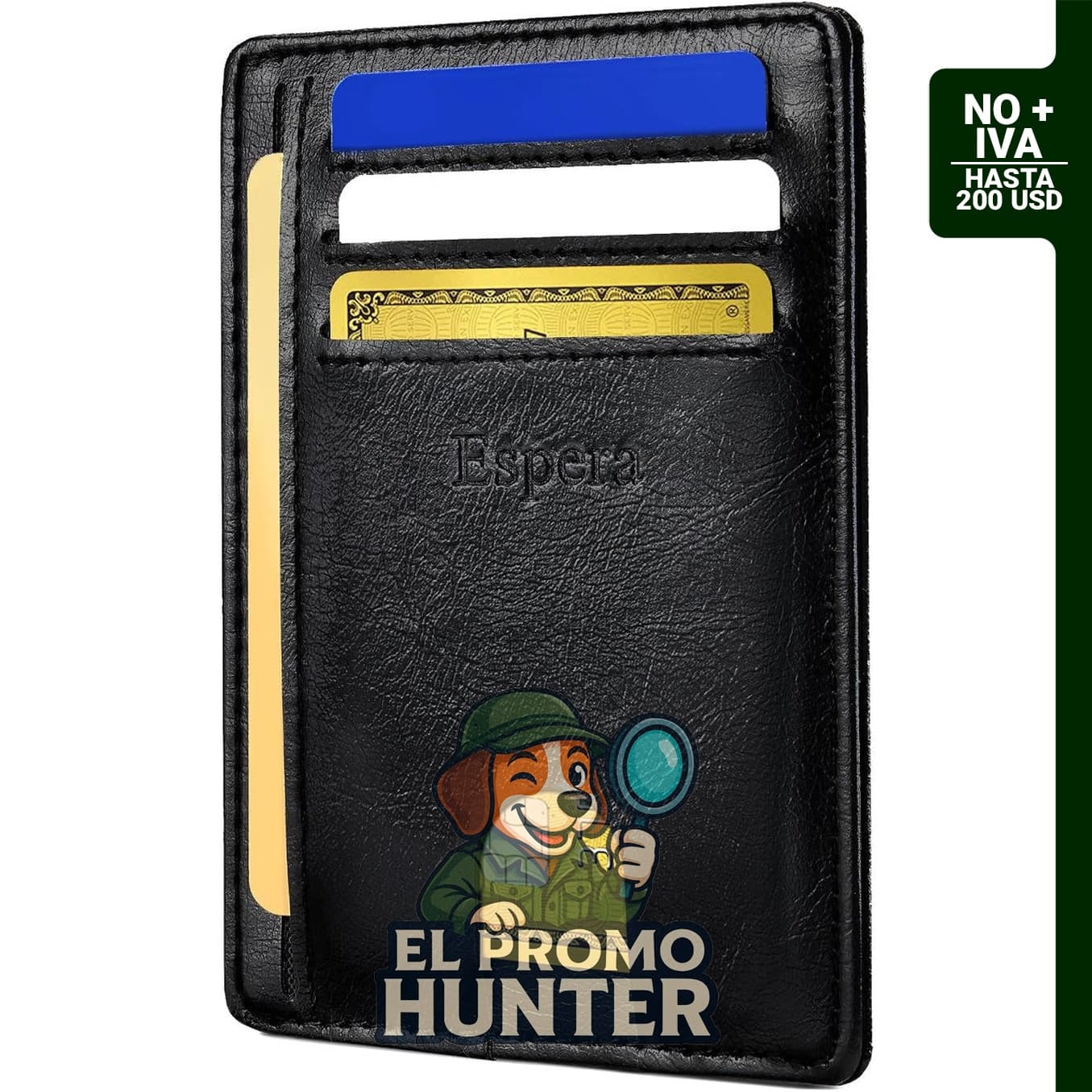Espera Cartera delgada minimalista con bolsillo frontal, bloqueo RFID y tarjetero de crédito.