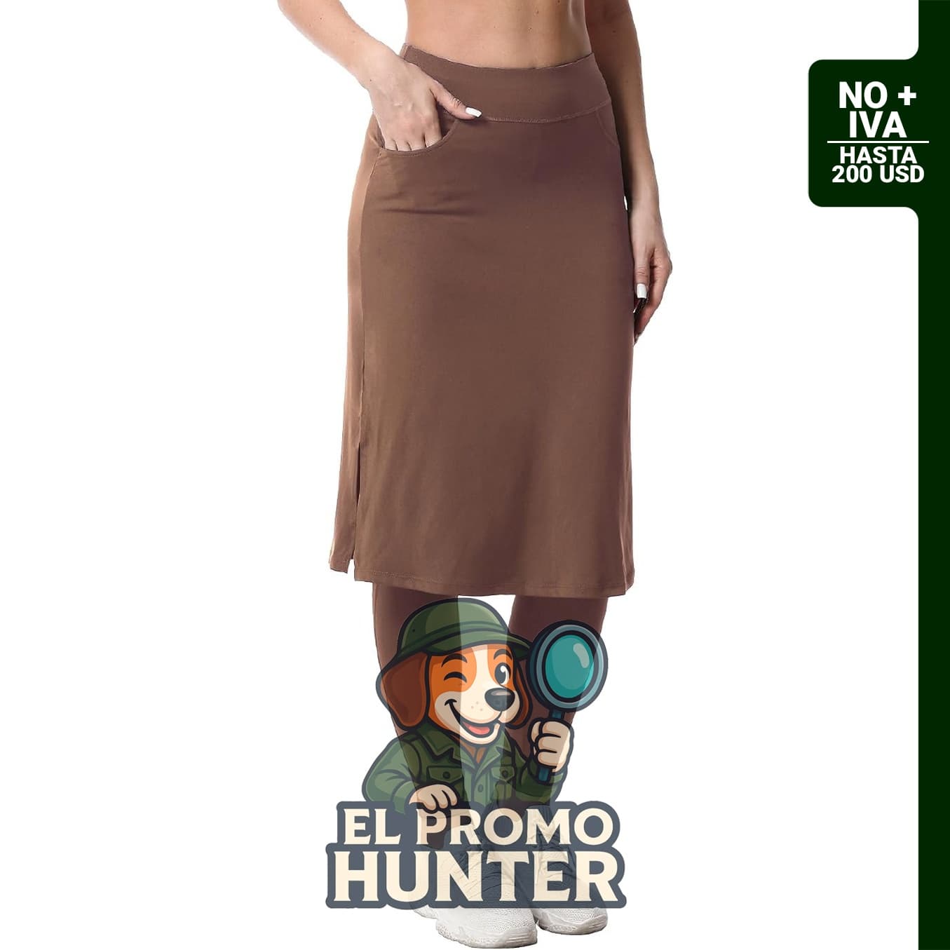 Falda larga modesta HOKOYI para mujer con leggings adjuntos y bolsillos.