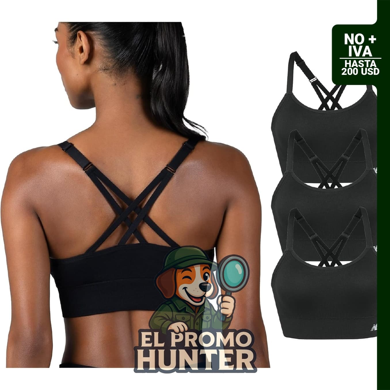 New Balance brasier deportivo sin costuras para mujer, paquete de 3 unidades.