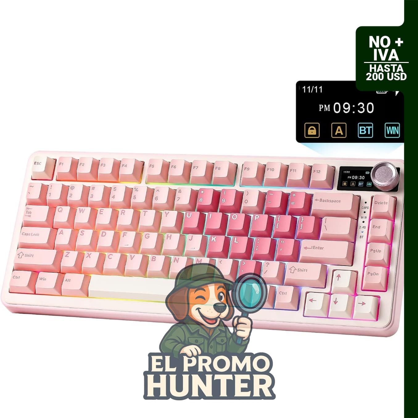 YUNZII Teclado mecánico B75 PRO MAX 75% (corazón rosa, cacao V2)