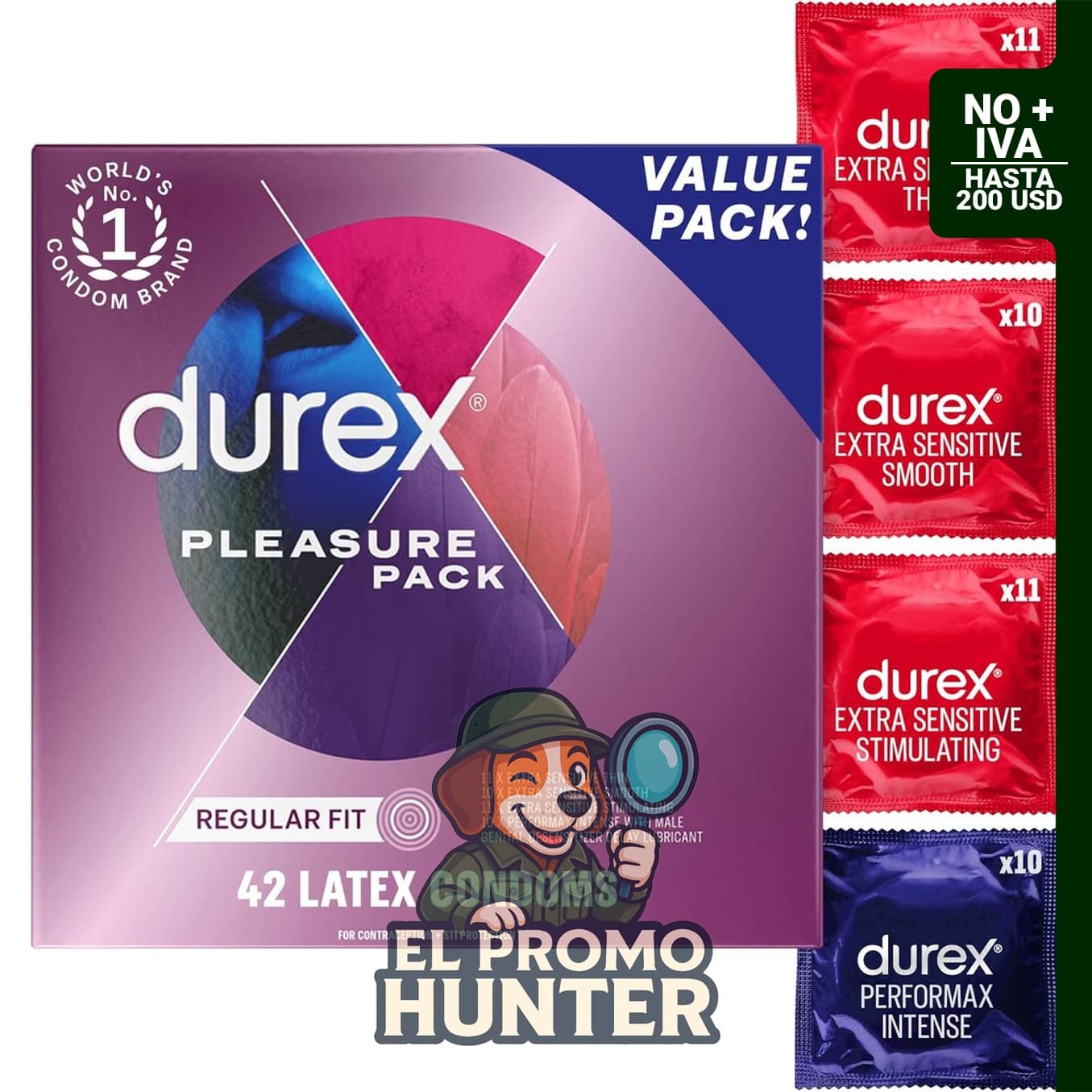 Condones Durex RED, ultrafinos y extra lubricados, 42 unidades.