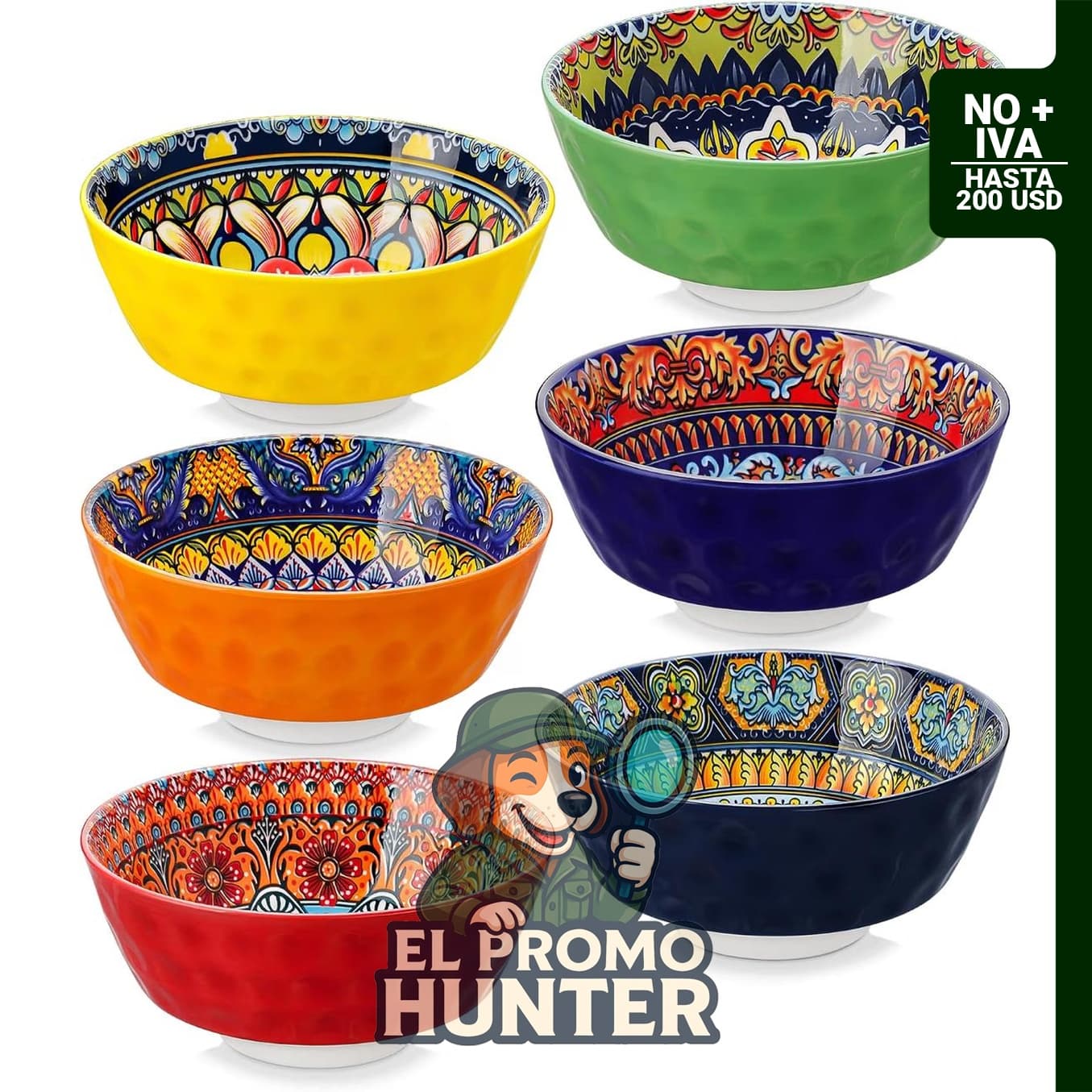 Juego de 6 cuencos de cereales de cerámica de 26 oz, aptos para microondas y lavavajillas.