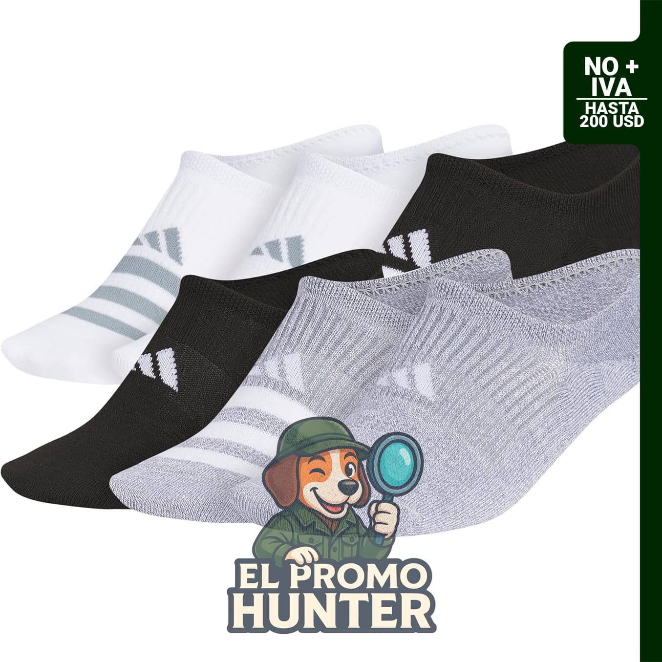 adidas Superlite 3.0 - Calcetines deportivos invisibles de perfil ultra bajo, paquete de 6 unidades.