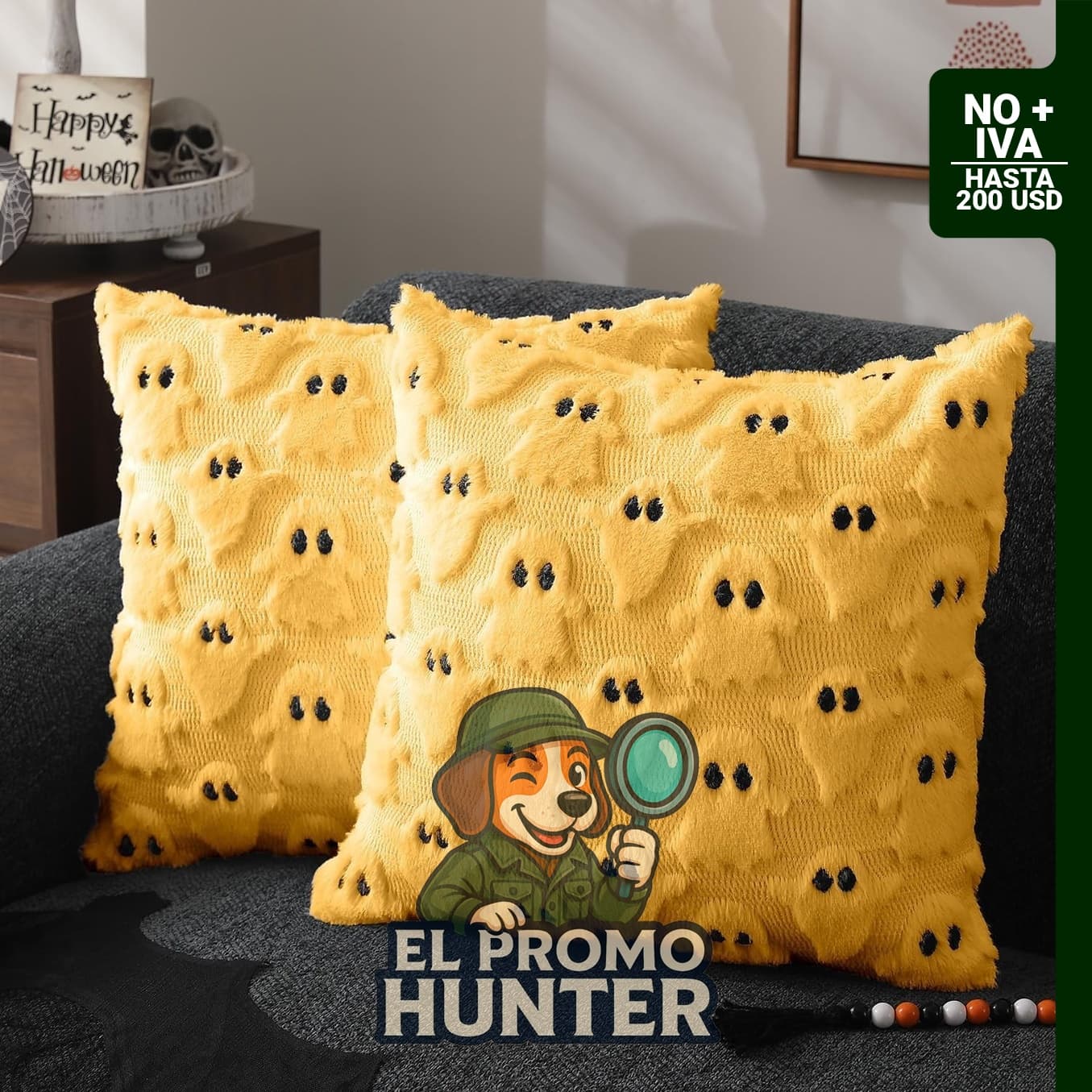 DFXSZ PTK03H20 - Juego de 2 fundas de almohada de Halloween de 20 x 20 pulgadas, felpa suave de lana sintética.
