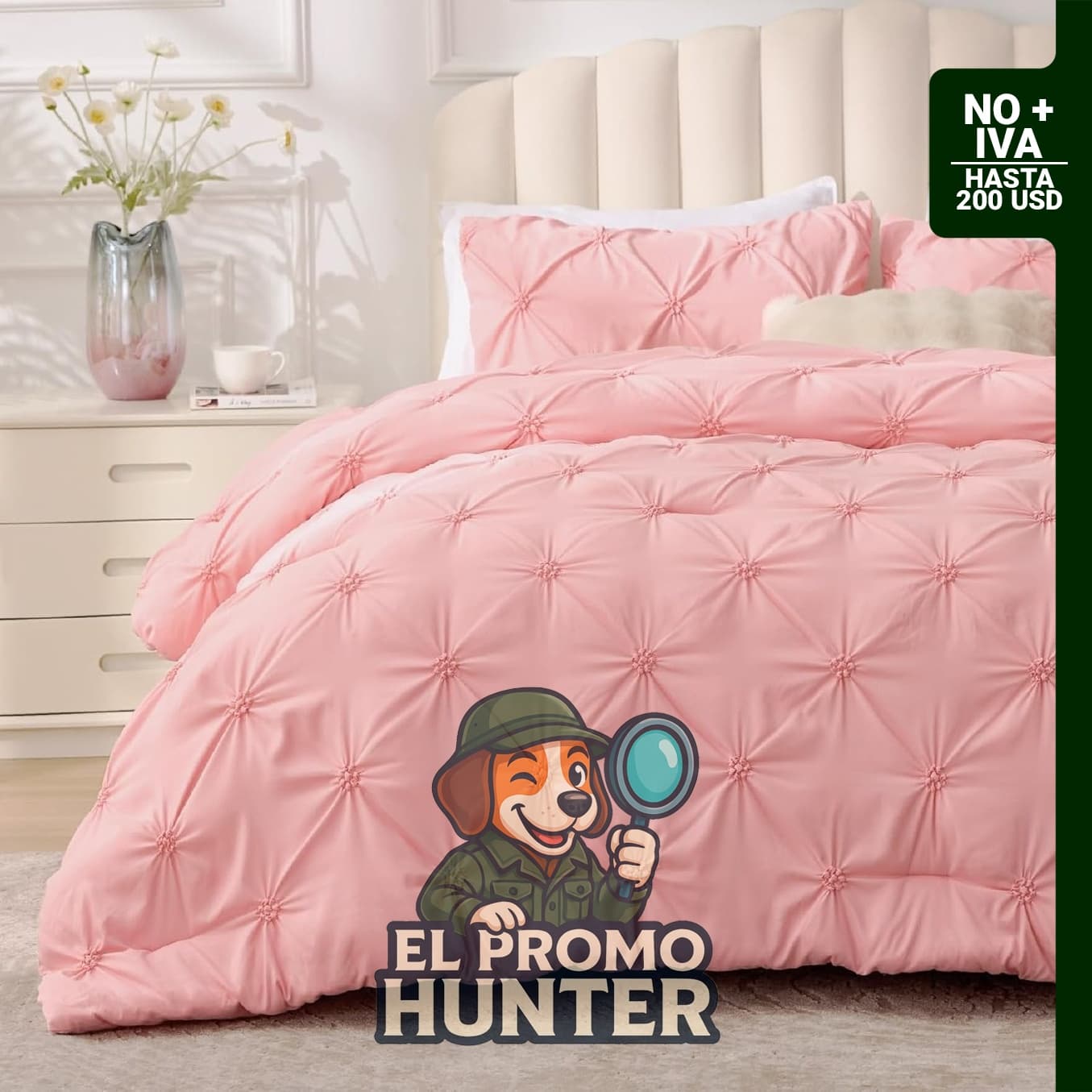 BEDELITE Juego de edredón tamaño Queen, color rosa.