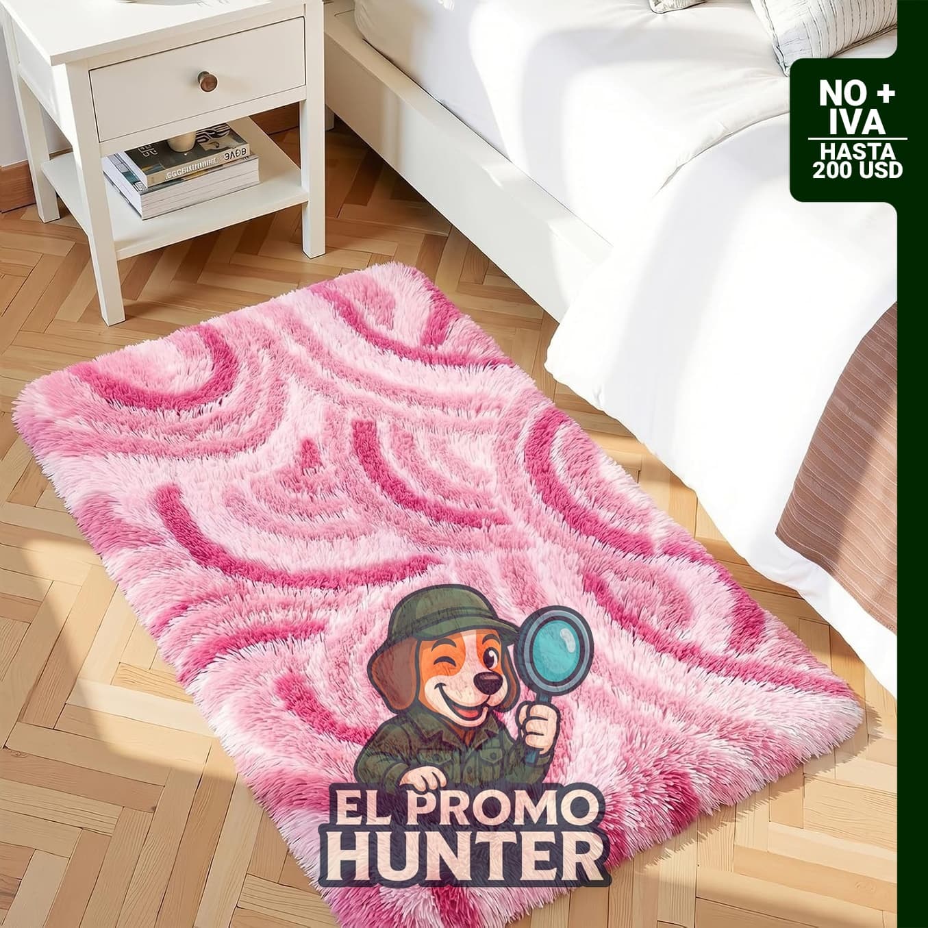Alfombra de felpa rosa de 2 x 3 pies para dormitorio y sala de estar.