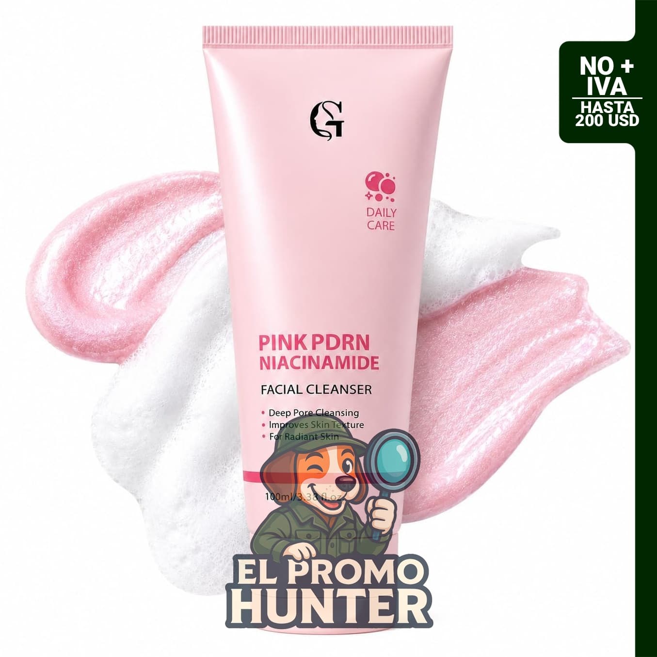 Limpiador facial PDRN Marshmallow Whip Cleanser, espuma para limpieza profunda de poros y control de aceite.