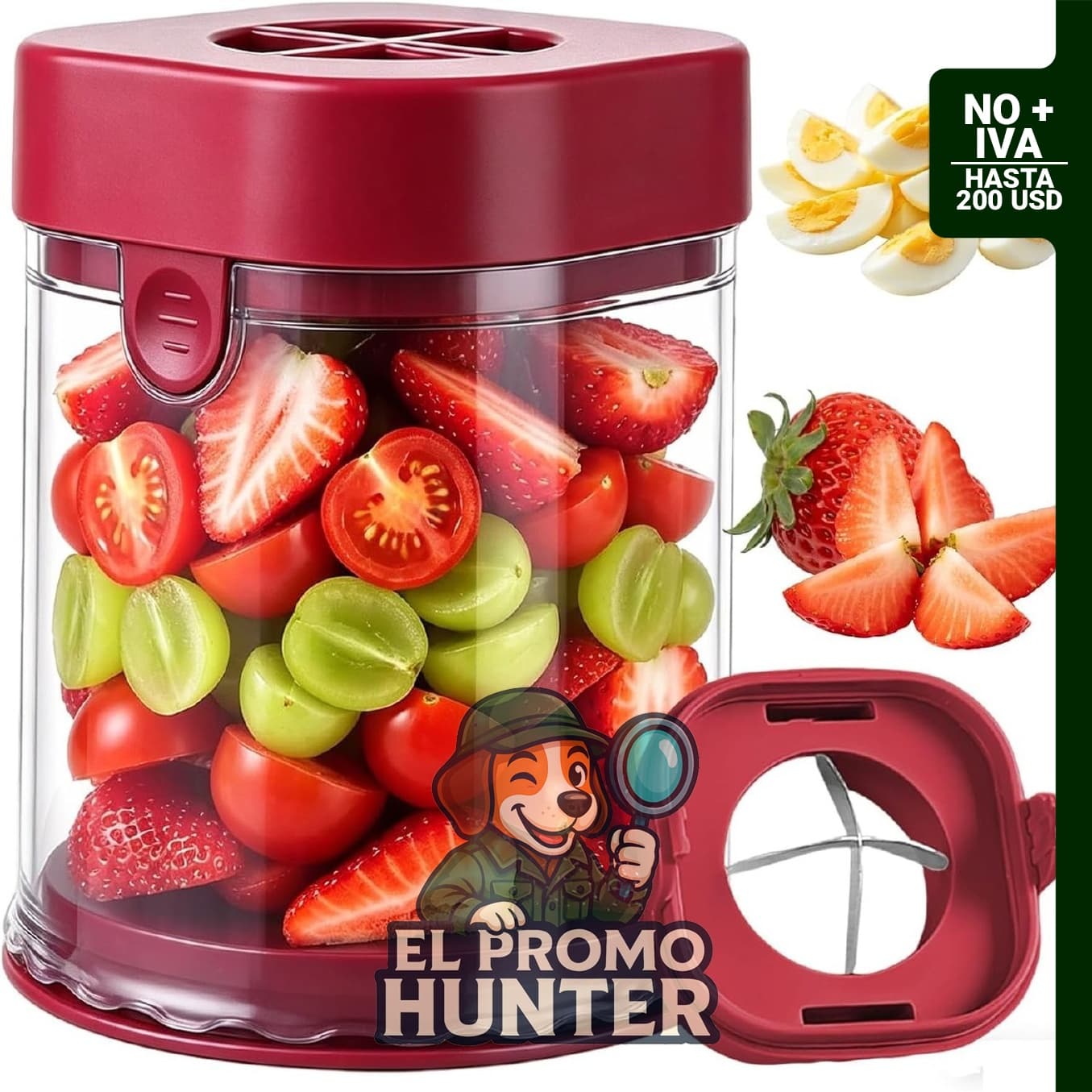 NOVANO Taza para cortar frutas, color rojo.