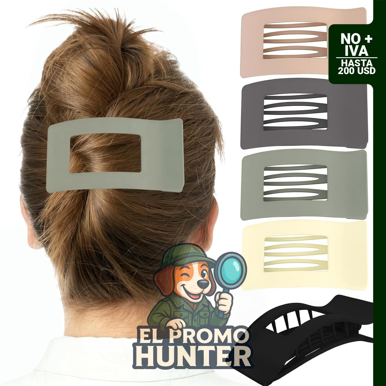 Pinzas francesas grandes planas para cabello grueso, set de 5 unidades, antideslizantes y multicolores.