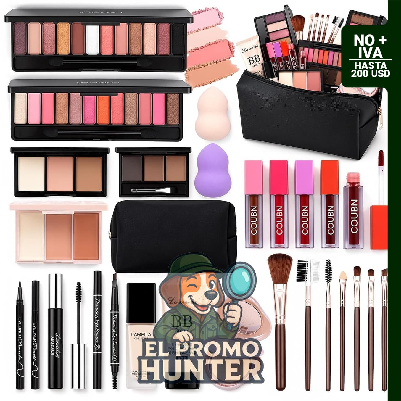 Kit de maquillaje completo All in One con bolsa.