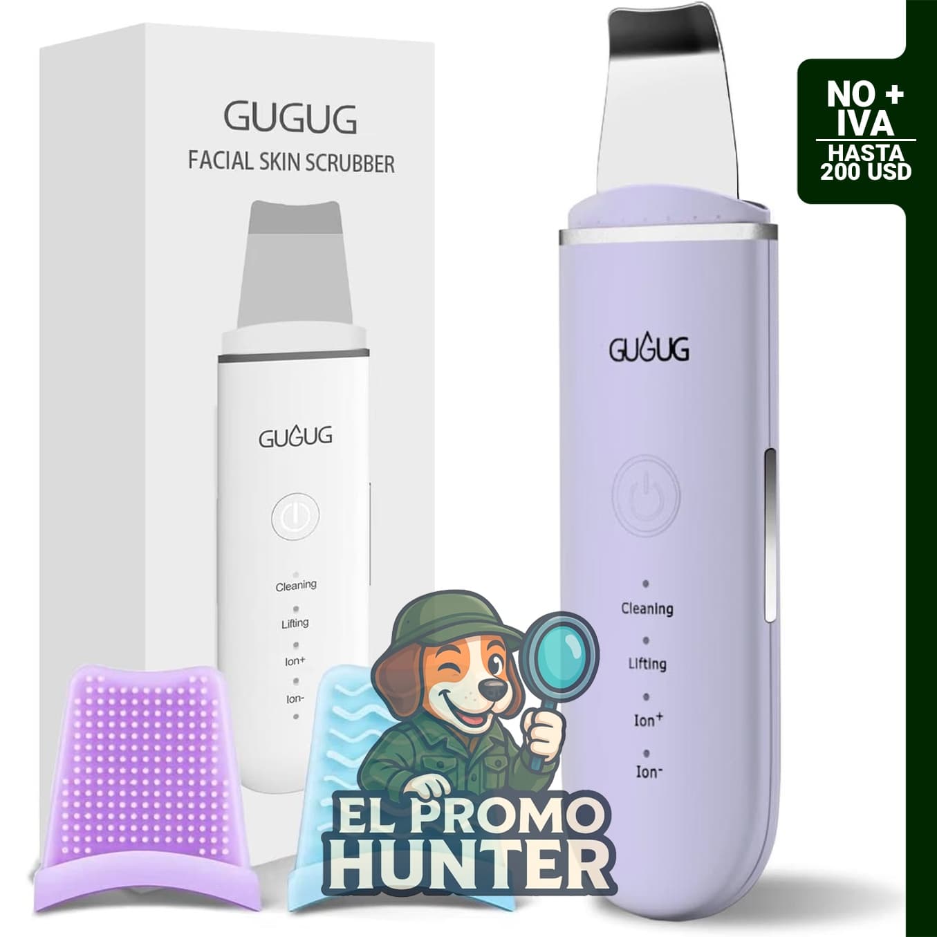 GUGUG Limpiador de poros, espátula para remover puntos negros, 4 modos de funcionamiento.