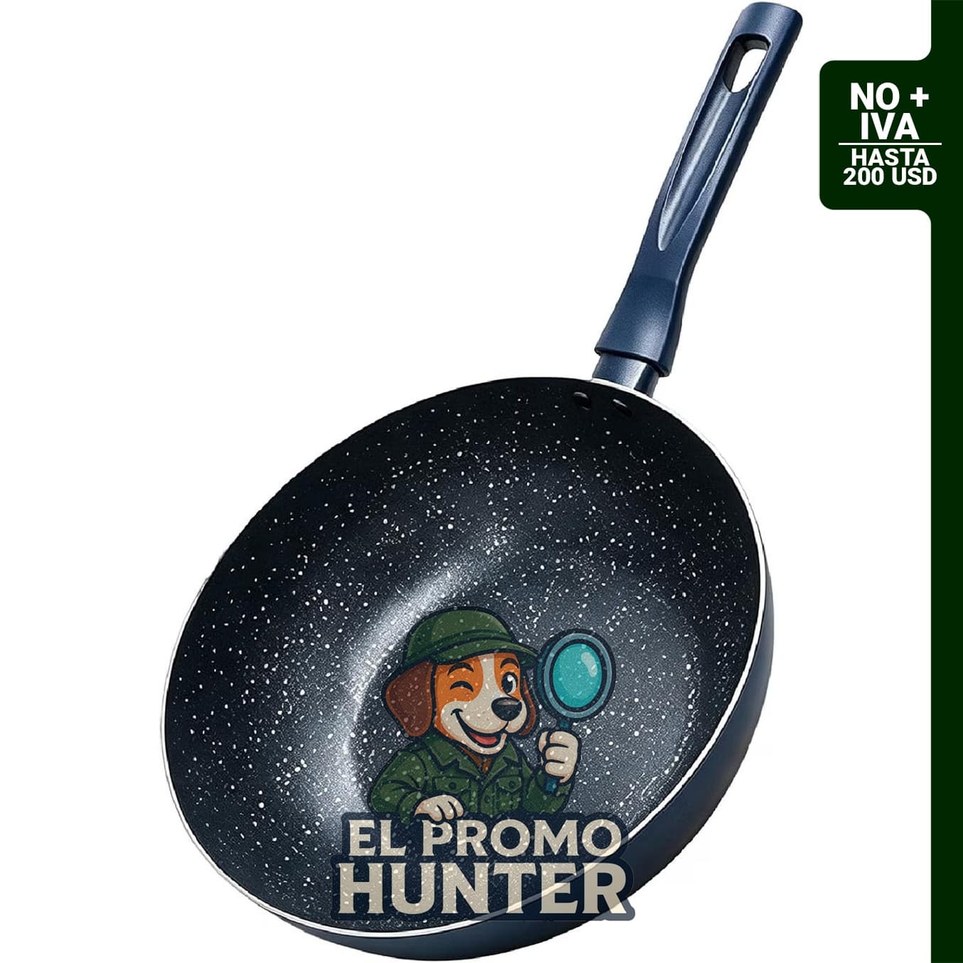 Sartén antiadherente para wok de 28 cm con tapa, apta para inducción, con revestimiento de granito.