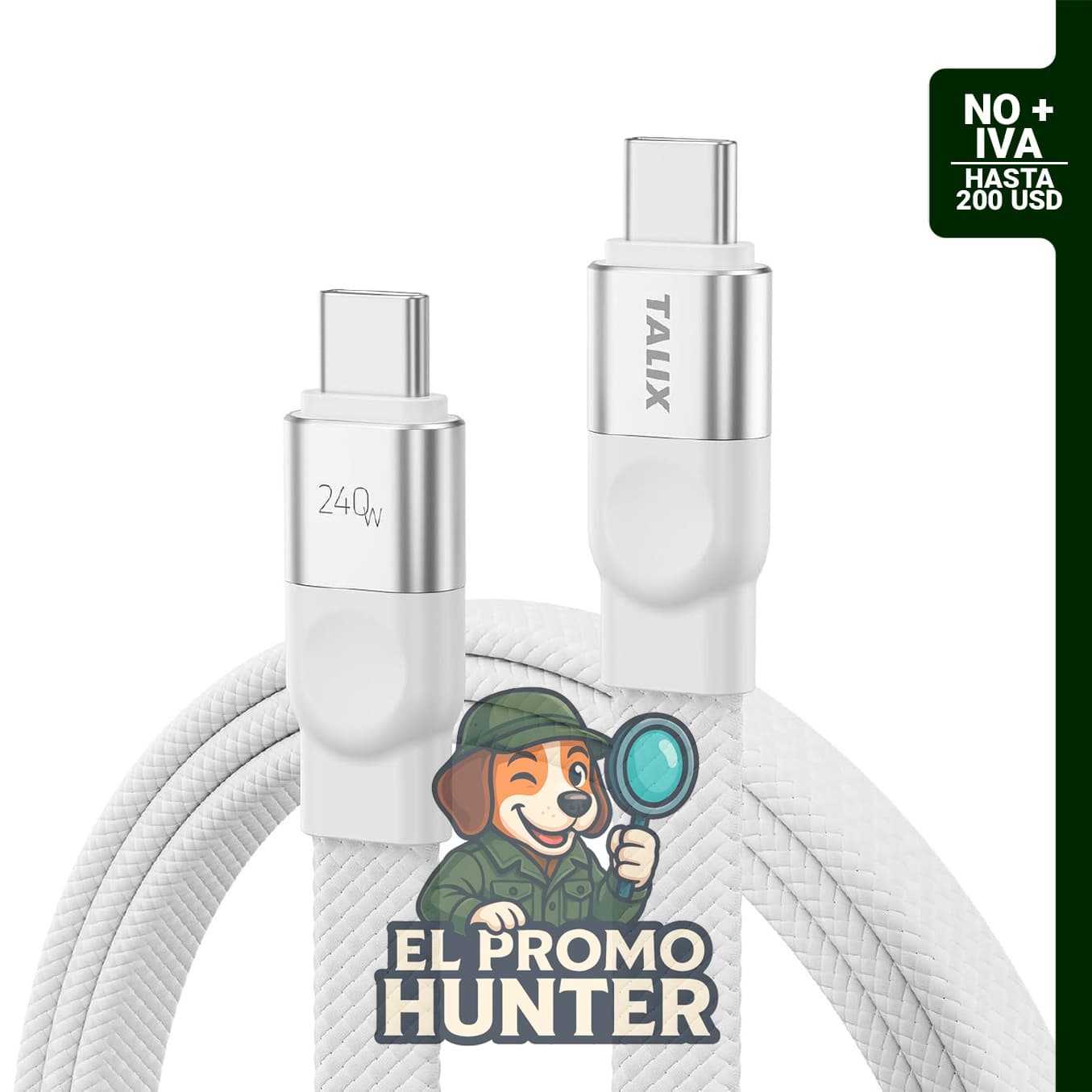 Cable USB C a USB C de carga rápida EPR PD3.2 de 240 W, 3.3 pies (1 m), 480 Mbps.