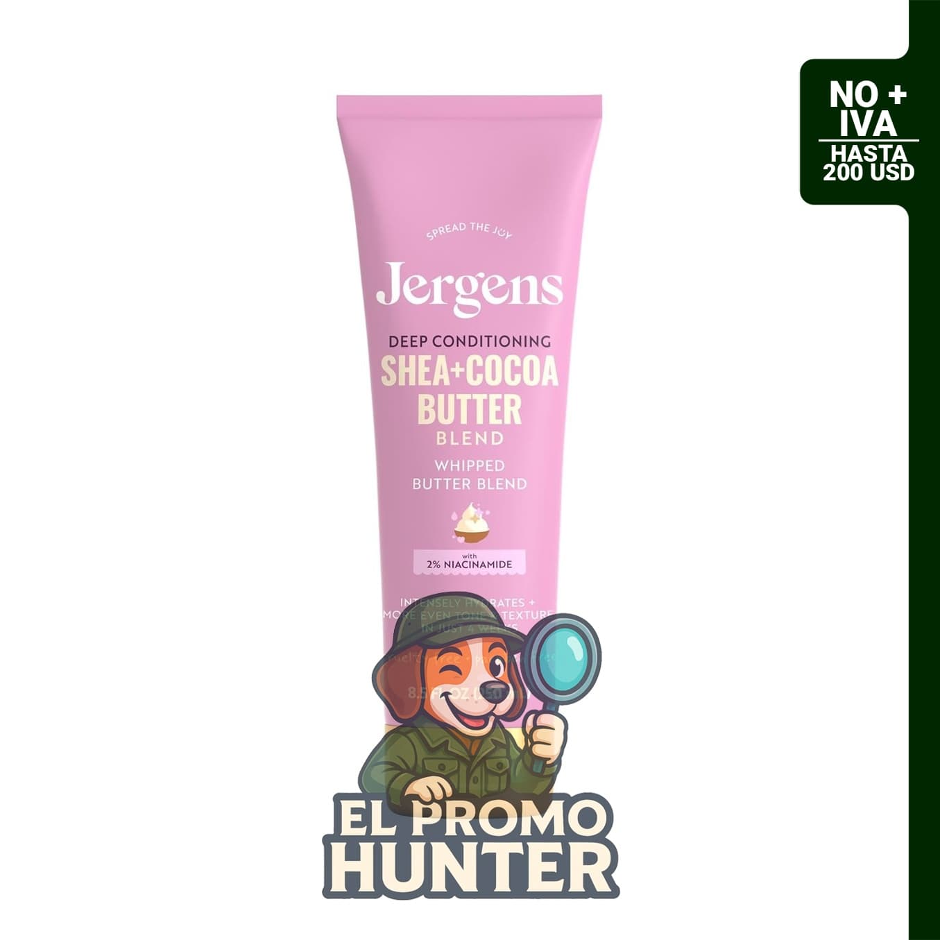 Jergens Loción corporal de karité y cacao para piel seca, 8.5 fl oz (250 ml).