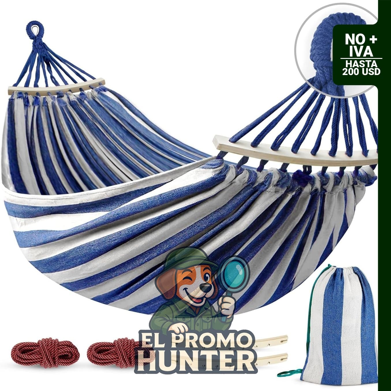 MOSFiATA Hammocks - Hamaca portátil para acampar de 250 kg, con tela y correas de metal para árboles.