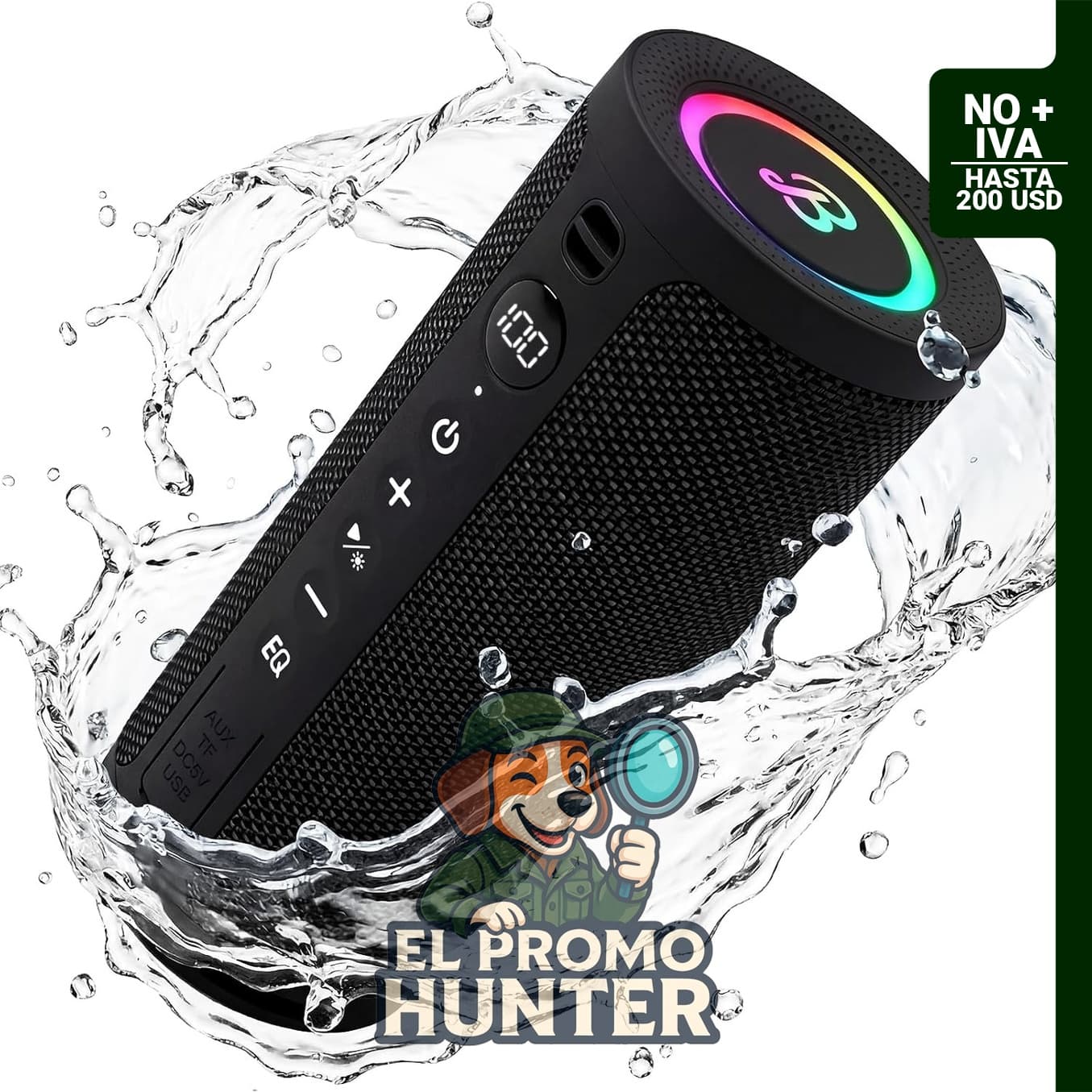 BassBloom Roar 3 Altavoz Bluetooth portátil con sonido de 20 W, IPX6 impermeable y tiempo de reproducción de 24 horas.