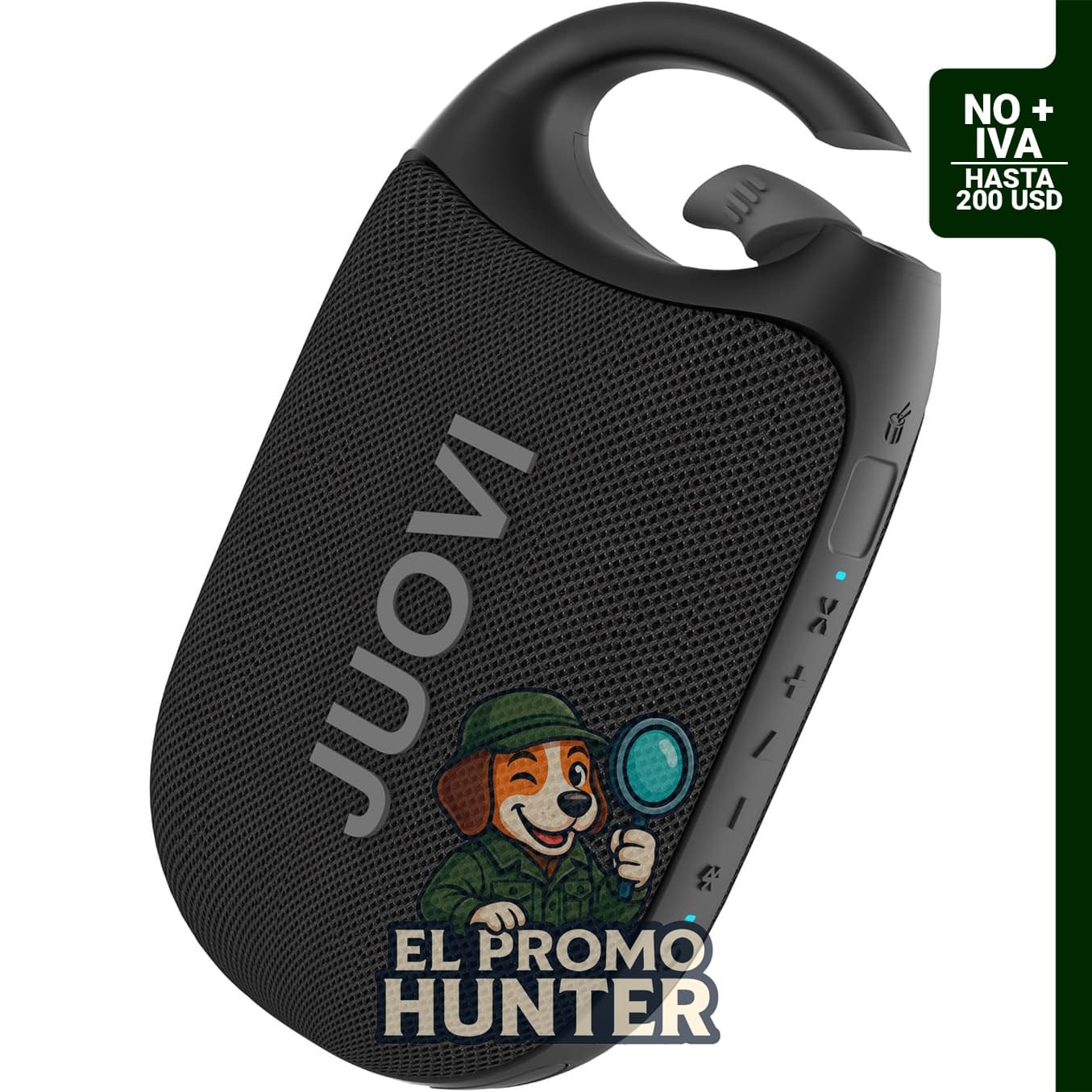 JUOVI Altavoz Bluetooth portátil con clip, impermeable IP68, conectividad Bluetooth 5.3 y tiempo de reproducción de 24 horas.