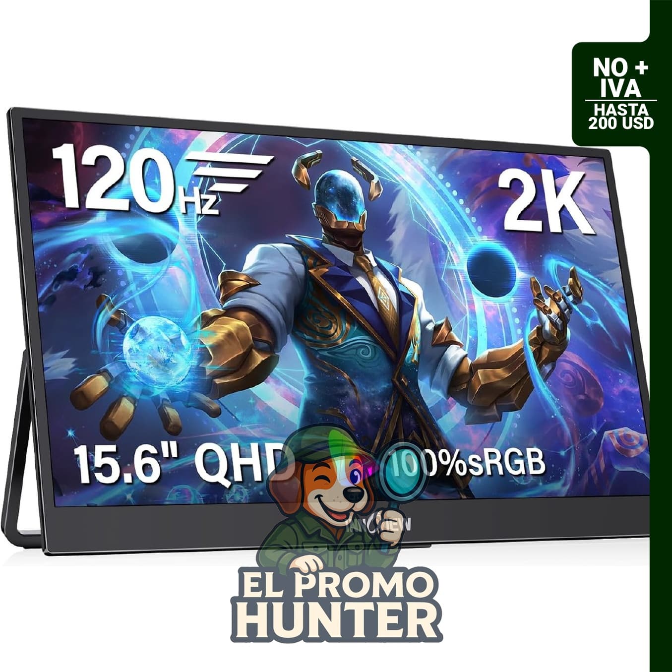 InnoView Monitor portátil de 15.6" (39.6 cm) 1440p 120Hz, 100% sRGB, USB-C/HDMI, compatible con MacBook/Switch/PS5/Xbox.