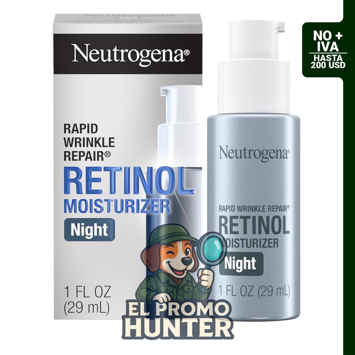 Neutrogena Crema hidratante de noche Rapid Wrinkle Repair Retinol, 1 onza líquida.