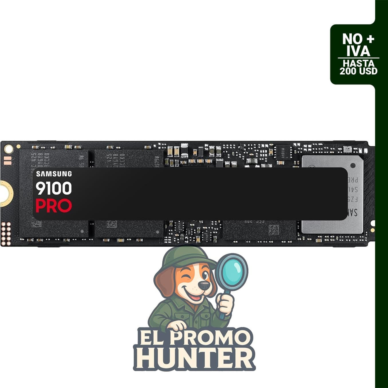 Samsung SSD 9100 PRO 1TB, PCIe 5.0x4 M.2 2280, velocidad de hasta 14,700 MB/s.