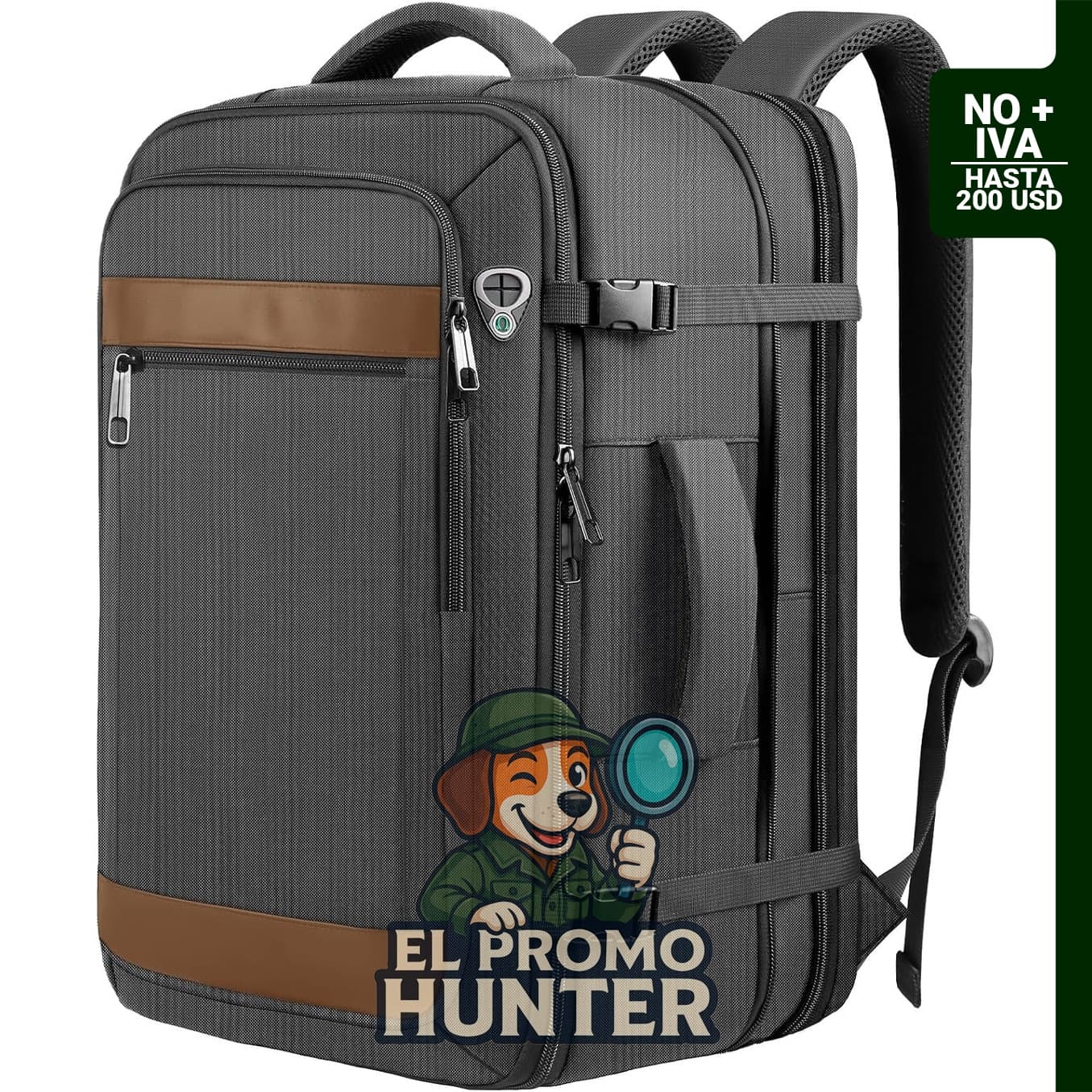 Mochila de viaje expandible para laptop, diseñada para transportar computadoras portátiles.