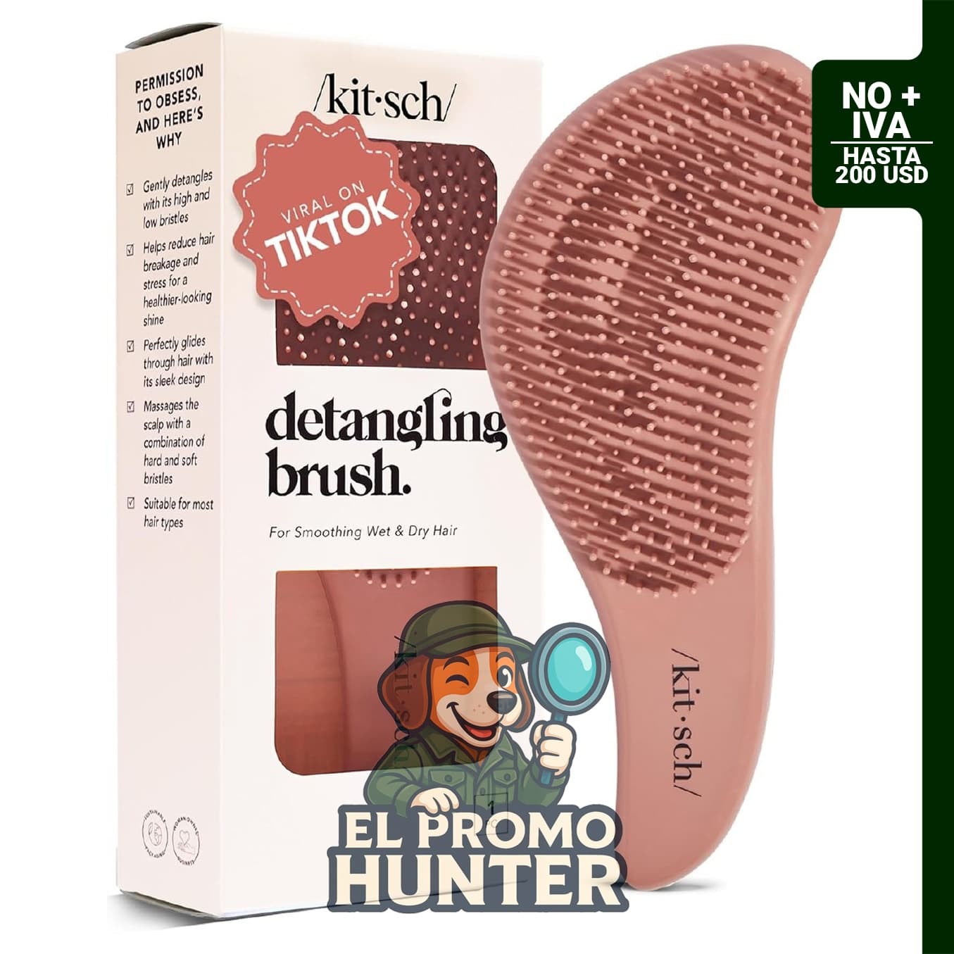 Kitsch Cepillo desenredante para cabello rizado.