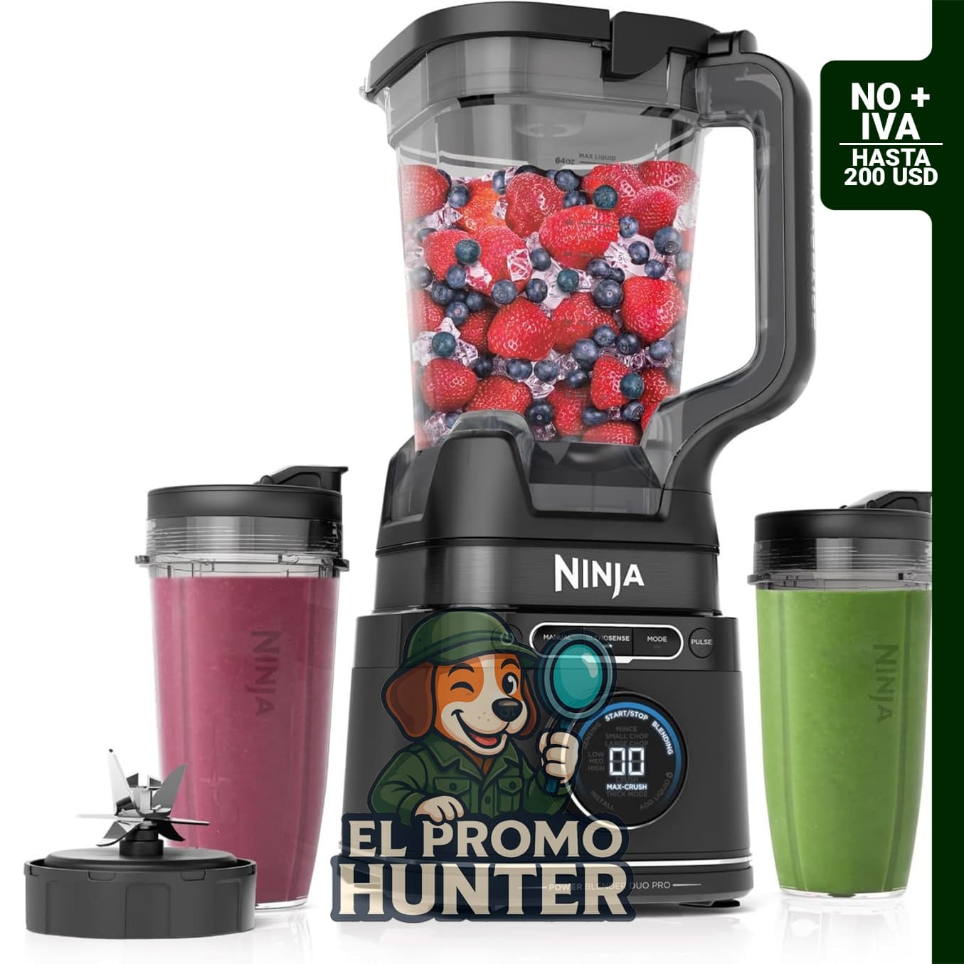 Ninja Detect Power Blender Pro, batidora de encimera compacta con tecnología BlendSense, 1800 P-Watts.