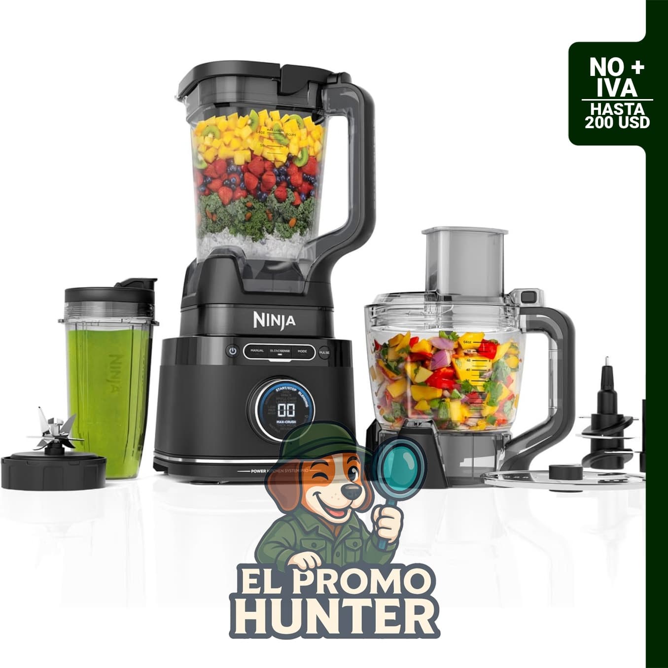 Ninja Batidora y procesador de alimentos todo en uno, 1800 W, con tecnología BlendSense.
