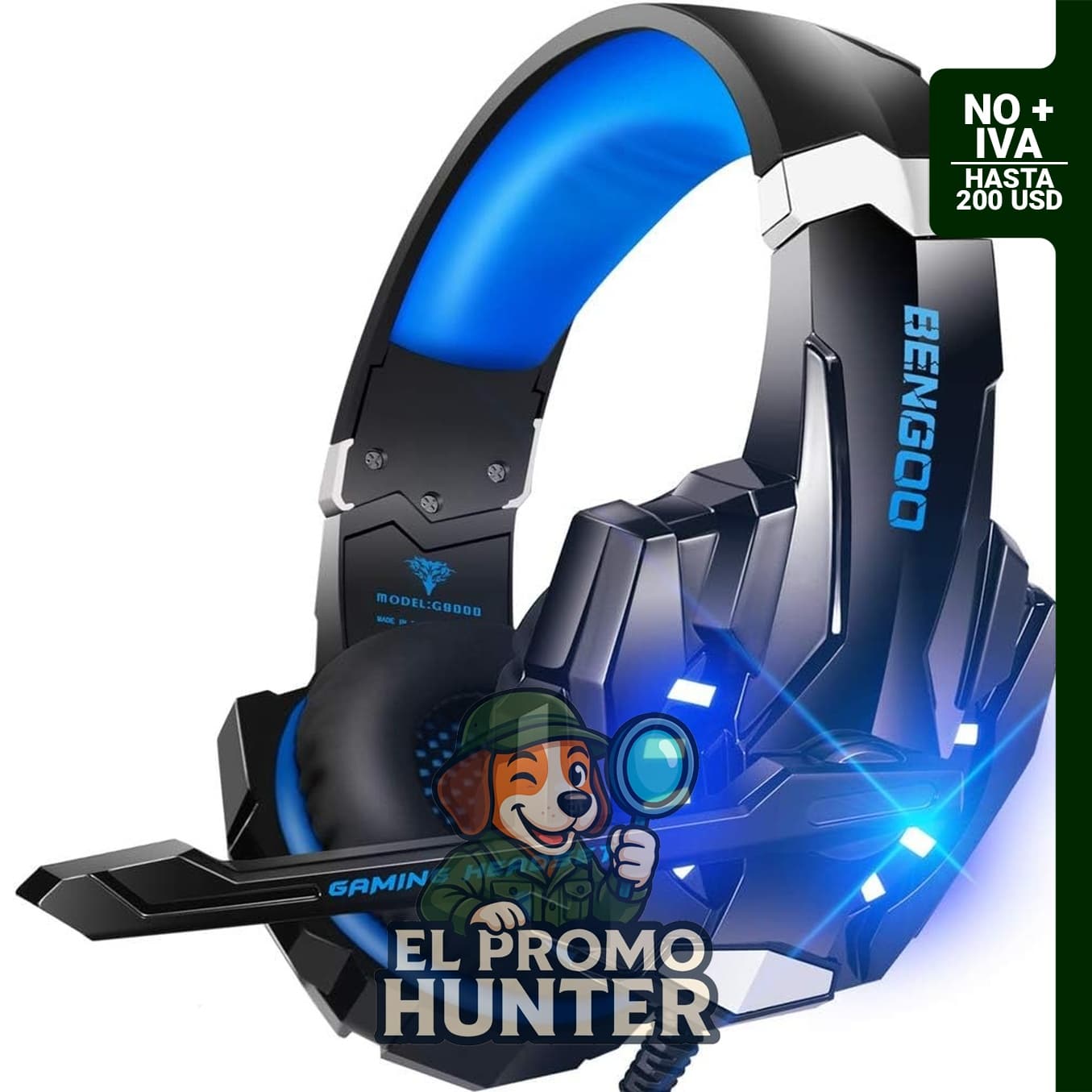 BENGOO G9000 - Auriculares de diadema estéreo con sonido envolvente 7.1 y micrófono.
