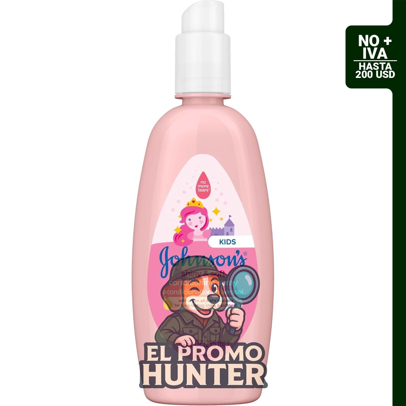 Johnson's Kids Spray acondicionador con aceite de argán y proteínas de seda, sin lágrimas.