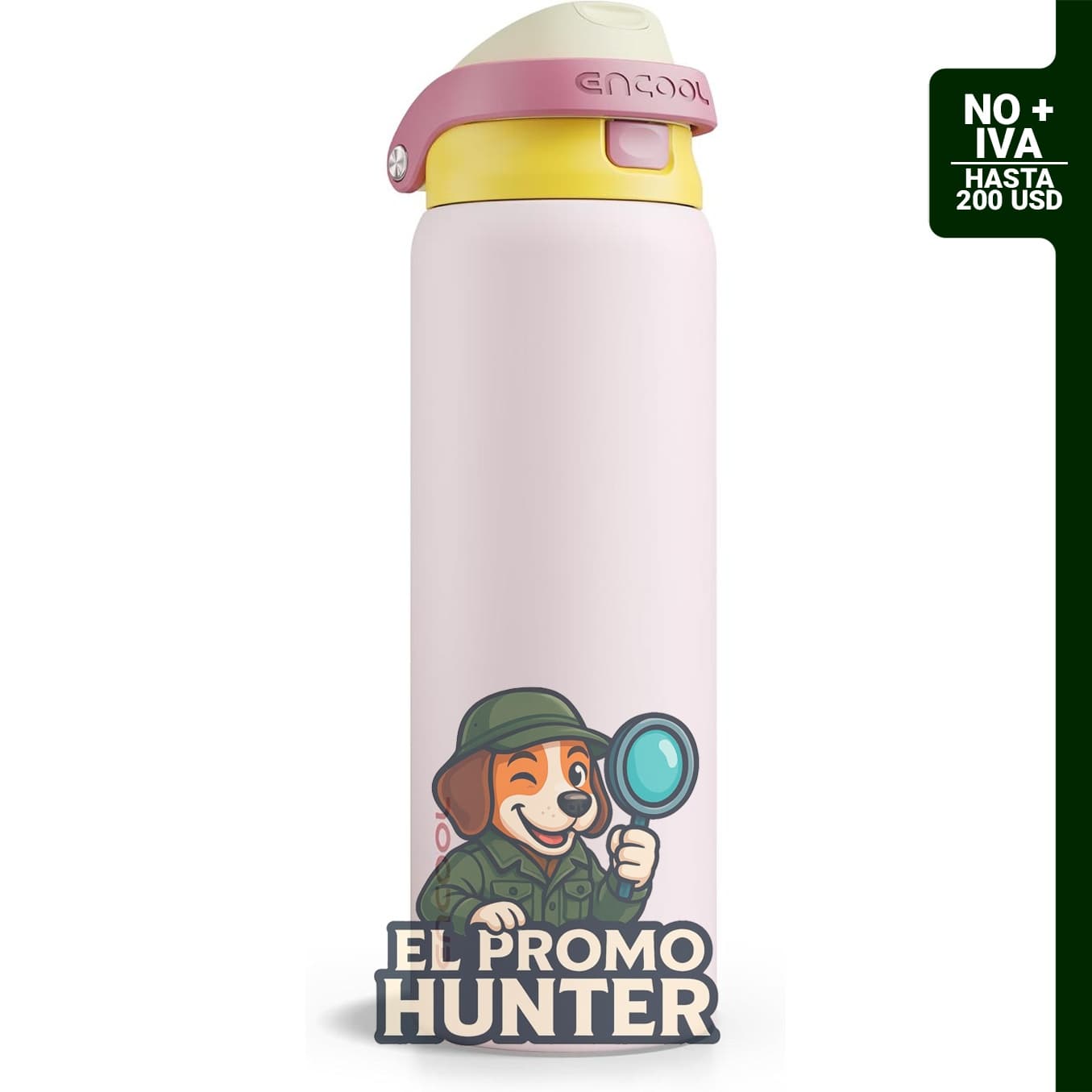 ENCOOL Botella de agua aislada de 32 oz (946 ml) con popote de doble sorbo, diseño a prueba de fugas.
