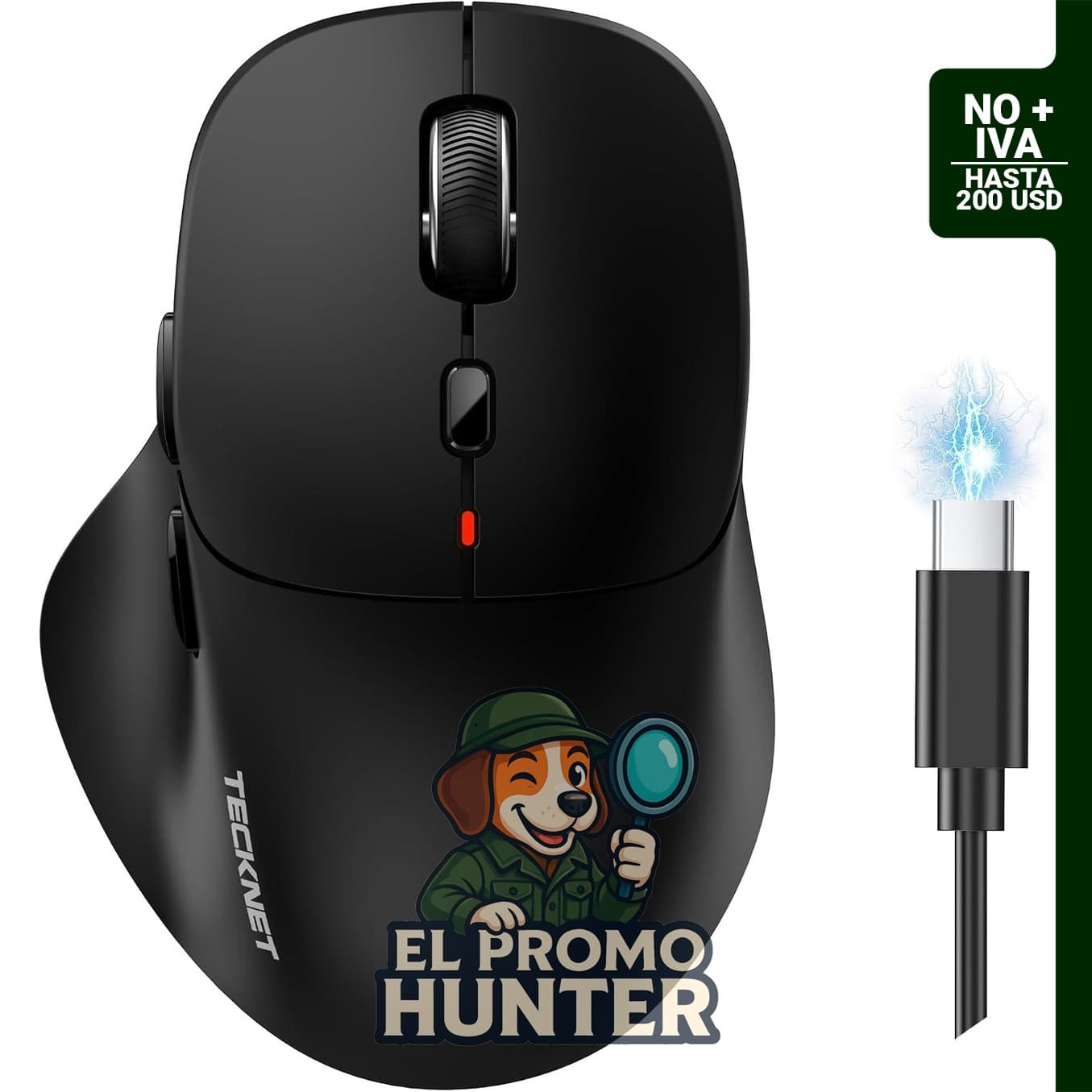 TECKNET Ratón inalámbrico Bluetooth con clic silencioso y batería recargable.