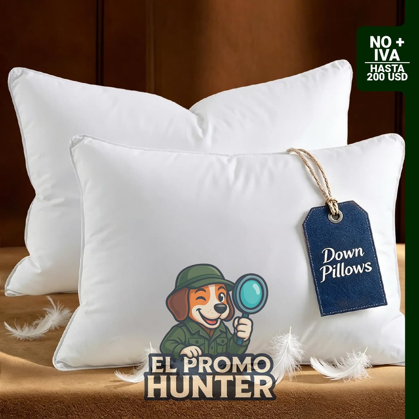 Juego de 2 almohadas de plumas de plumón tamaño Queen (20 x 28 pulgadas) para dormir.
