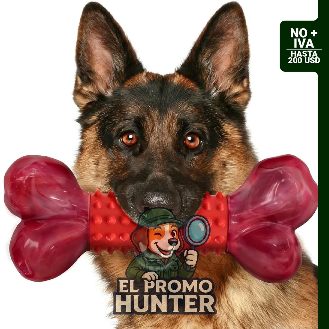 Hueso masticable de 8" (20 cm) para perros, fabricado en nailon y goma, adecuado para razas grandes y medianas.
