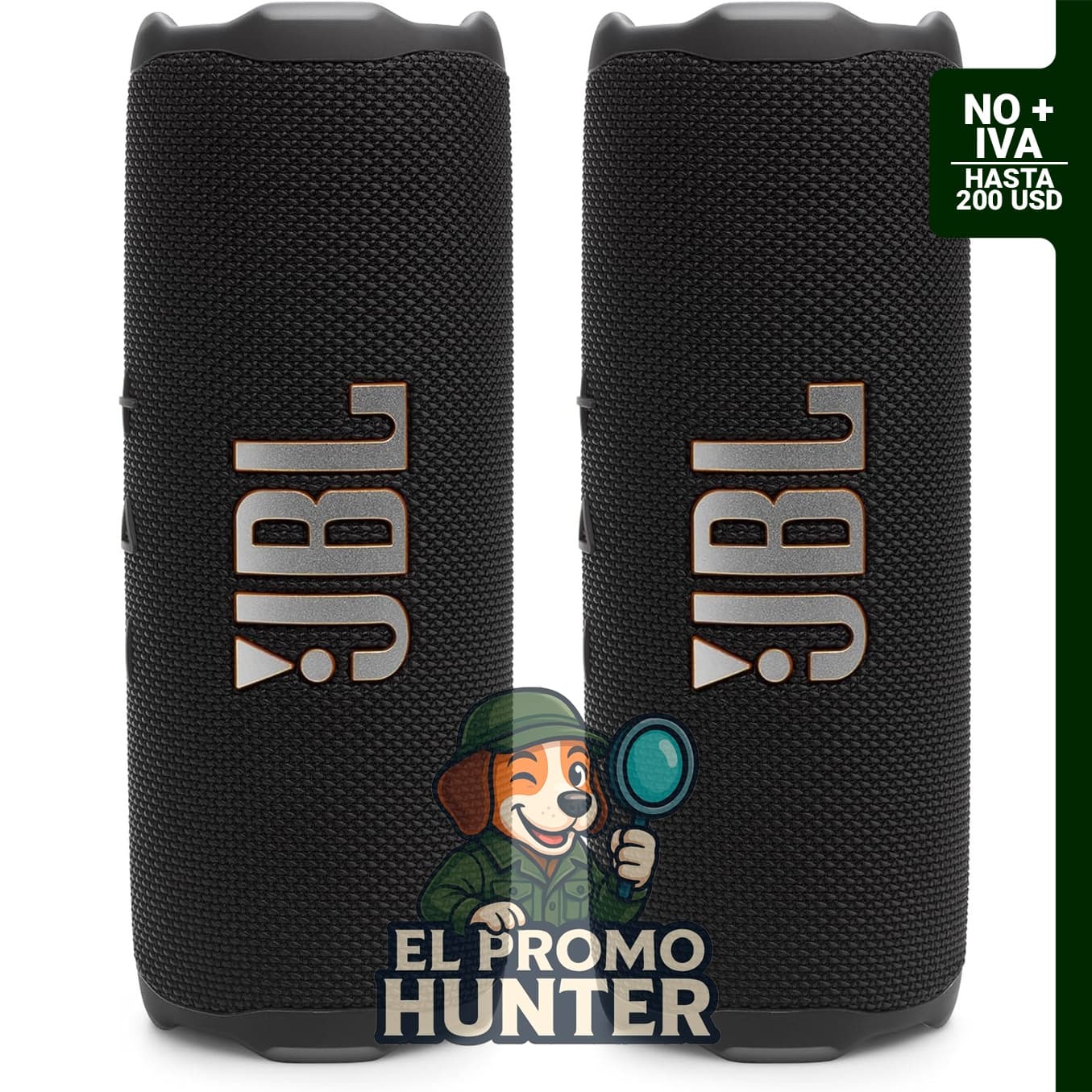 JBL Flip 7 - Paquete de 2 bocinas portátiles resistentes al agua (negro).