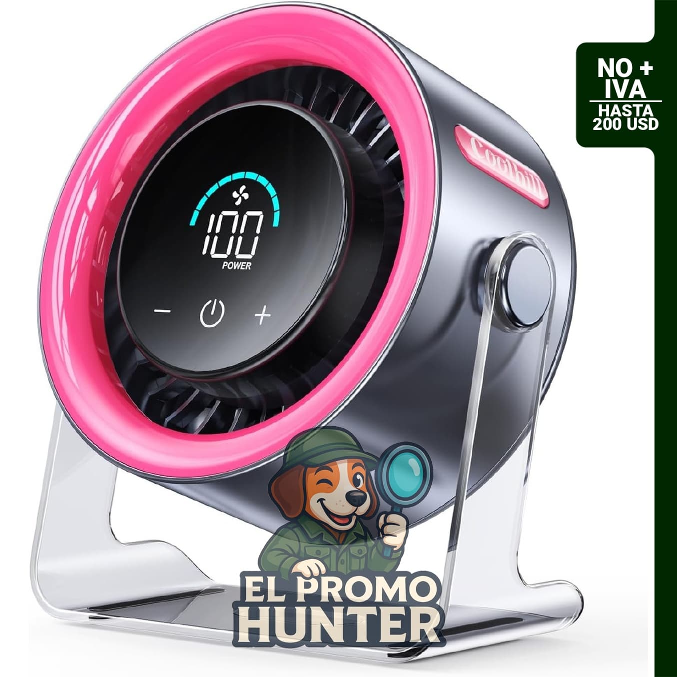 Ventilador de escritorio pequeño, recargable y silencioso, 100 velocidades.