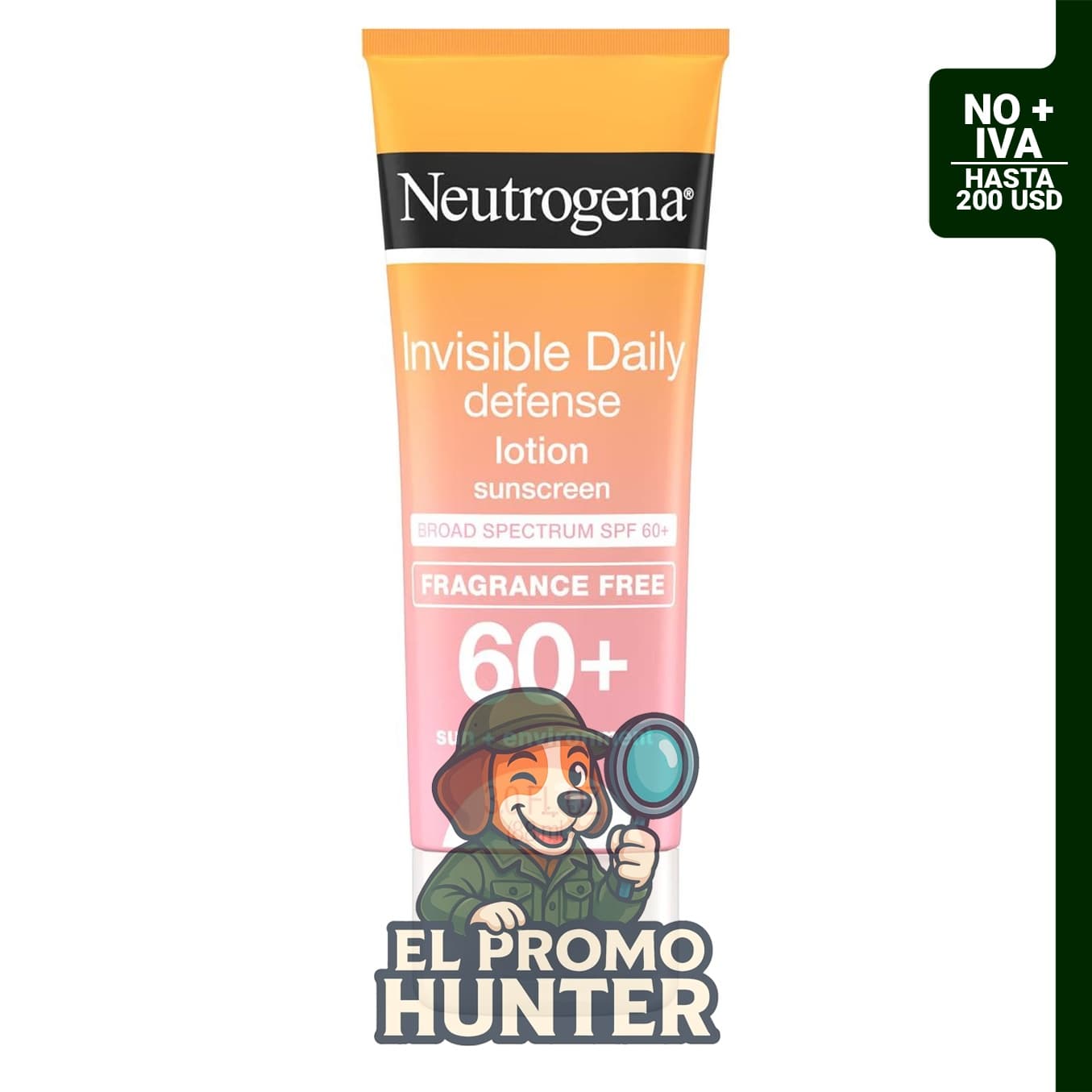 Neutrogena Invisible Daily Defense loción solar SPF 60+, sin fragancia, 3.0 oz (85 g).