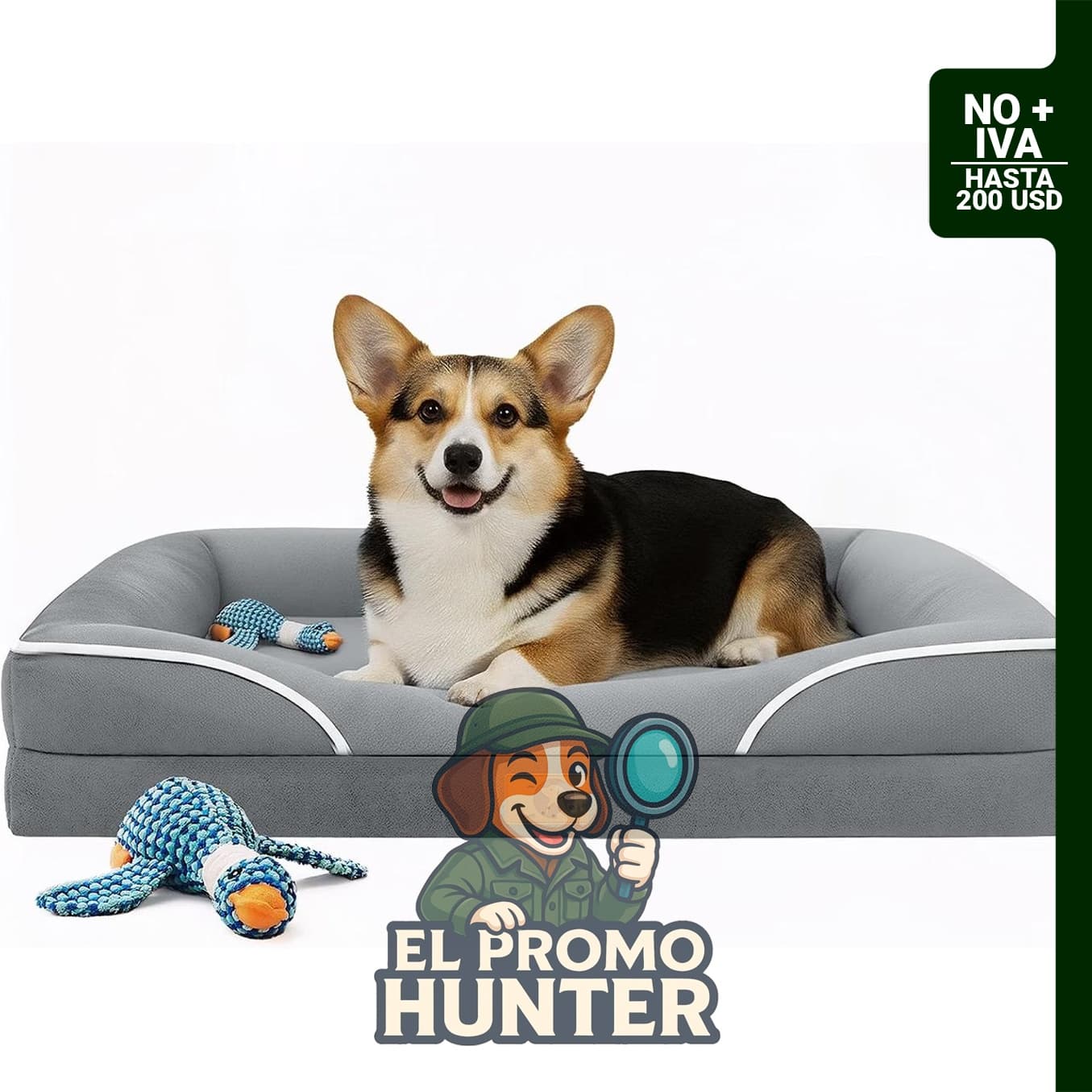 Homemate Cama Ortopédica para perros grandes, 36x27" (91x68.6 cm), incluye juguetes y almohadilla para jaula.