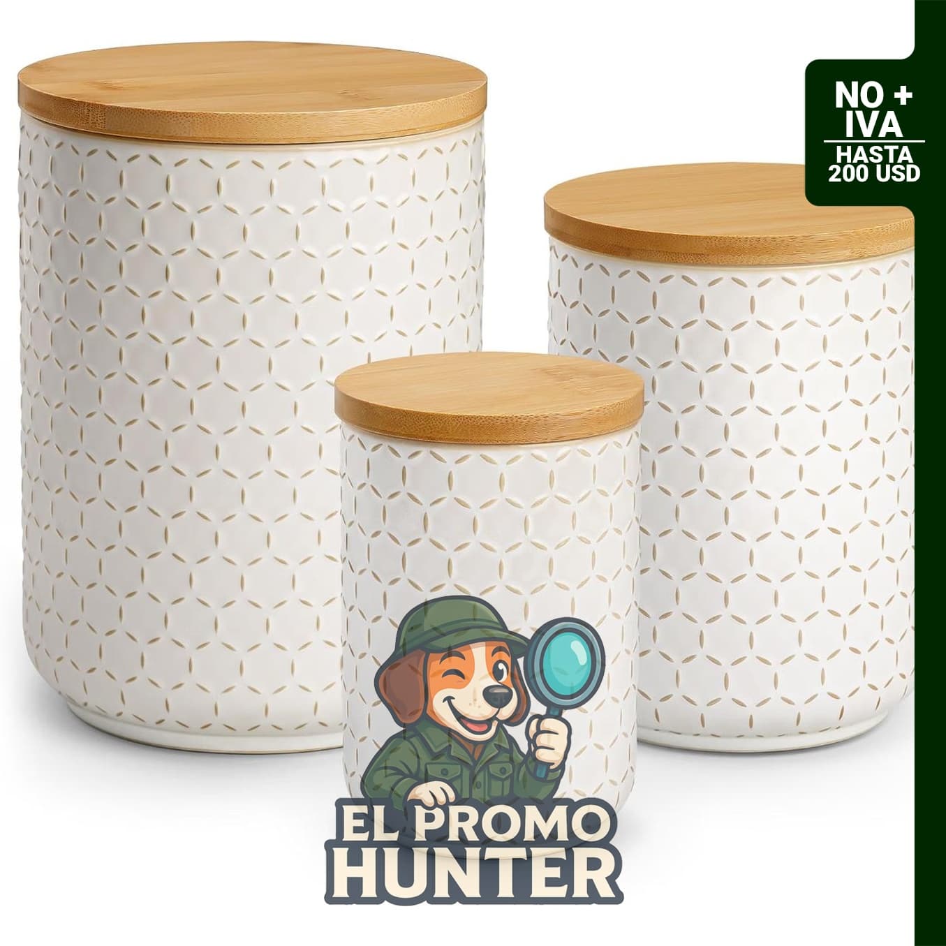 MALACASA LYDIA - Juego de recipientes de cerámica con tapas herméticas, incluye tarros de 80, 40 y 20 onzas.