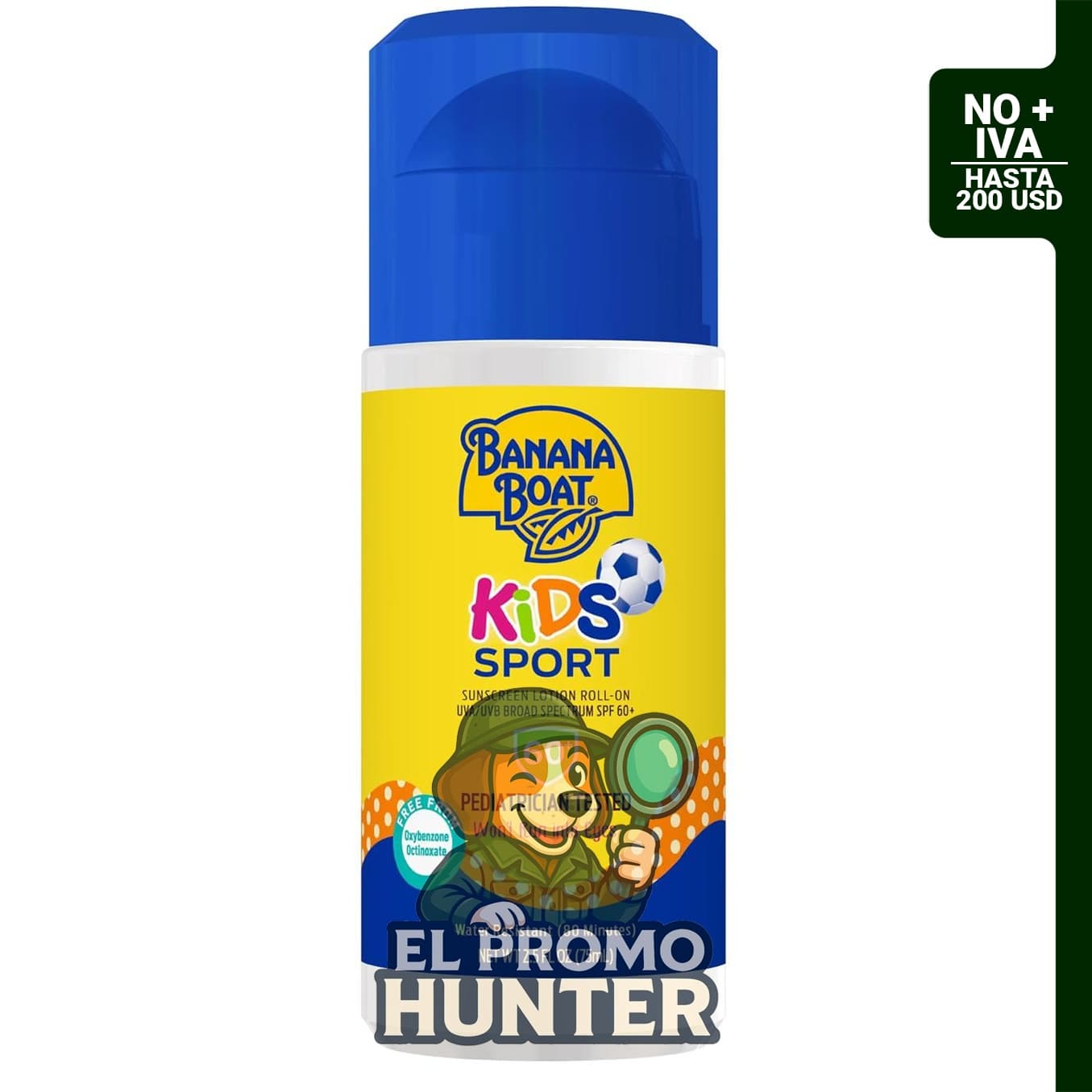 Banana Boat Sport Kids Protector Solar Roll On Loción SPF 60, 2.5 onzas.