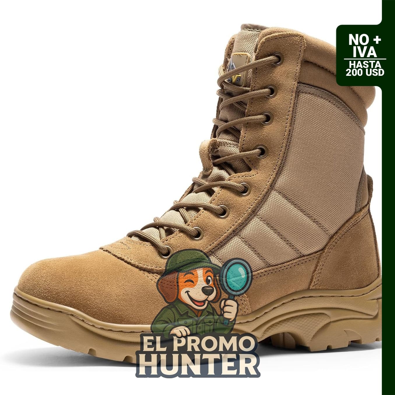 NORTIV 8 Botas de trabajo tácticas para hombre, cuero con cremallera lateral, 6-8 pulgadas.