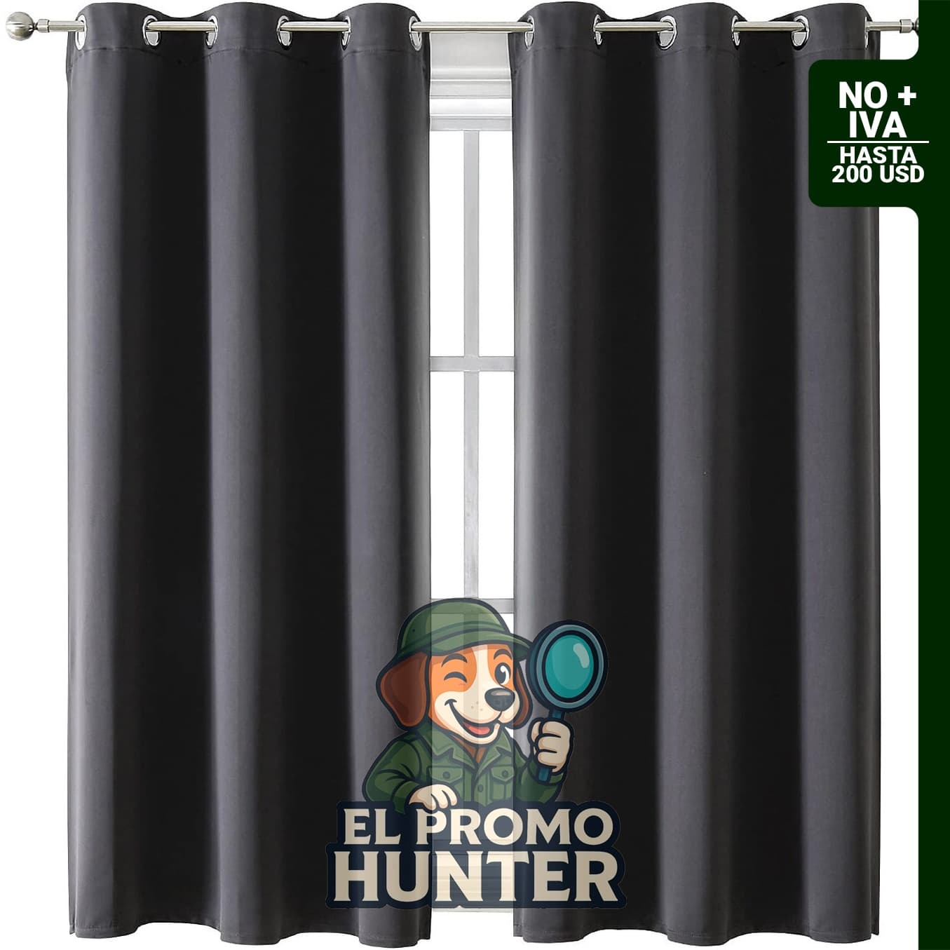 ChrisDowa cortinas blackout con ojales, juego de 2 paneles, gris oscuro, 42 x 63 pulgadas (107 x 160 cm).