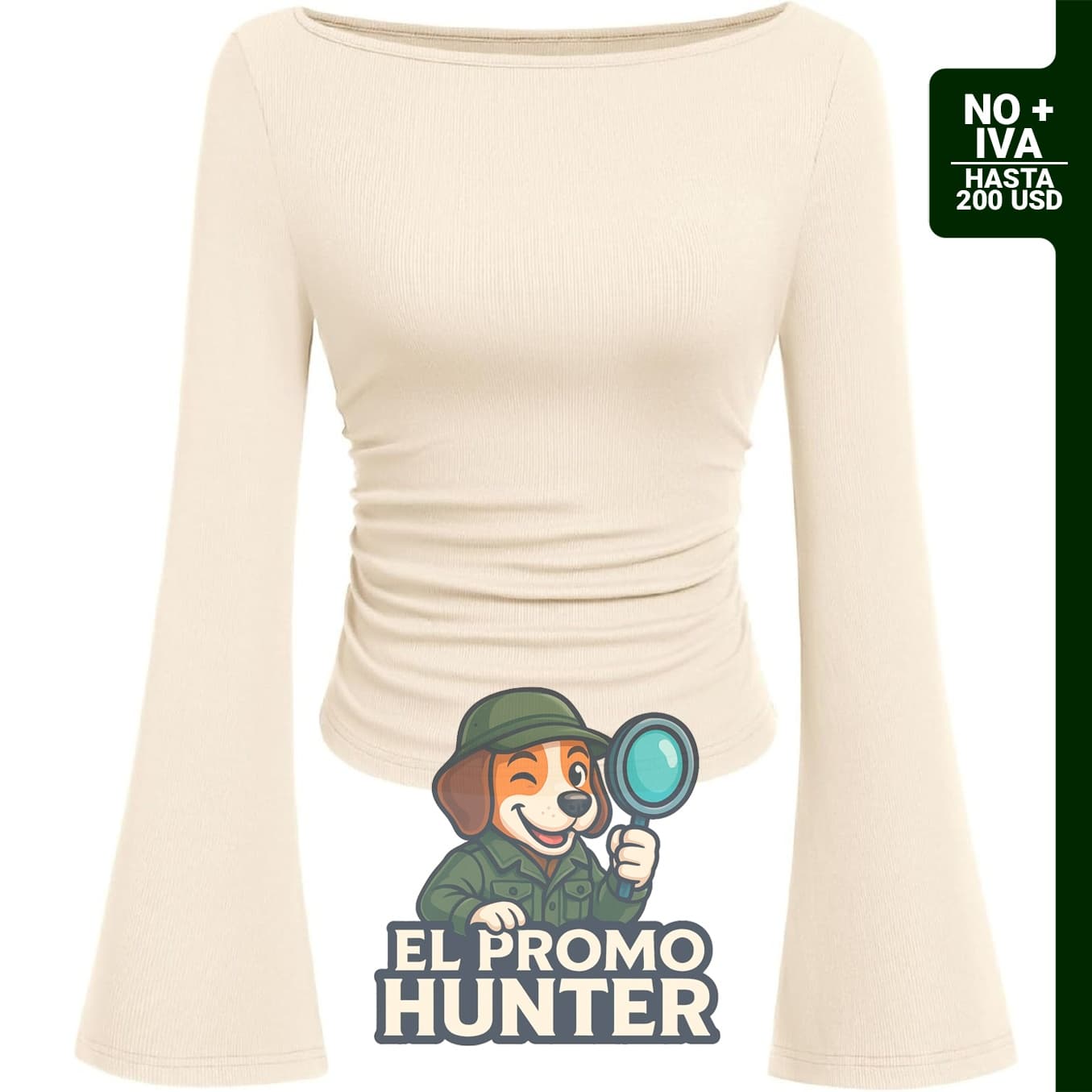 PRETTYGARDEN Camiseta de manga larga acampanada para mujer, con cuello barco y manga acampanada.