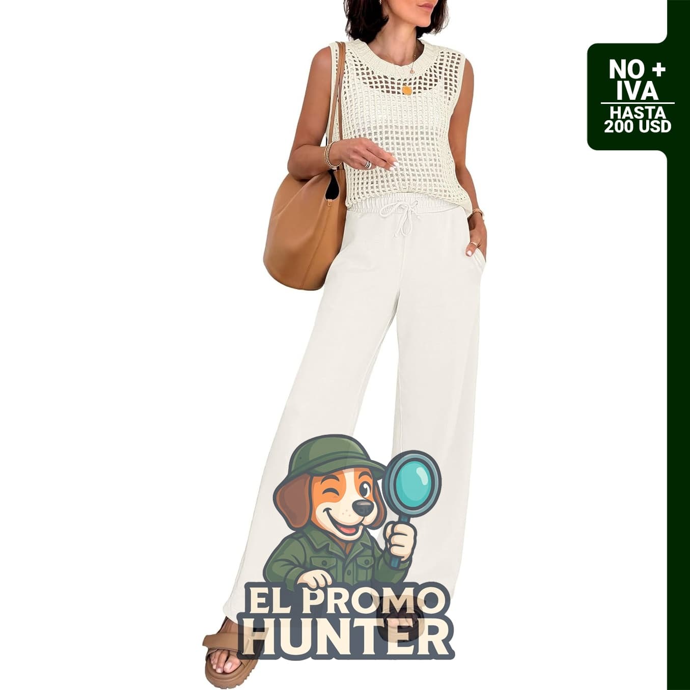 ANRABESS conjunto de verano de 2 piezas para mujer, incluye chaleco de ganchillo y pantalones de pierna ancha.