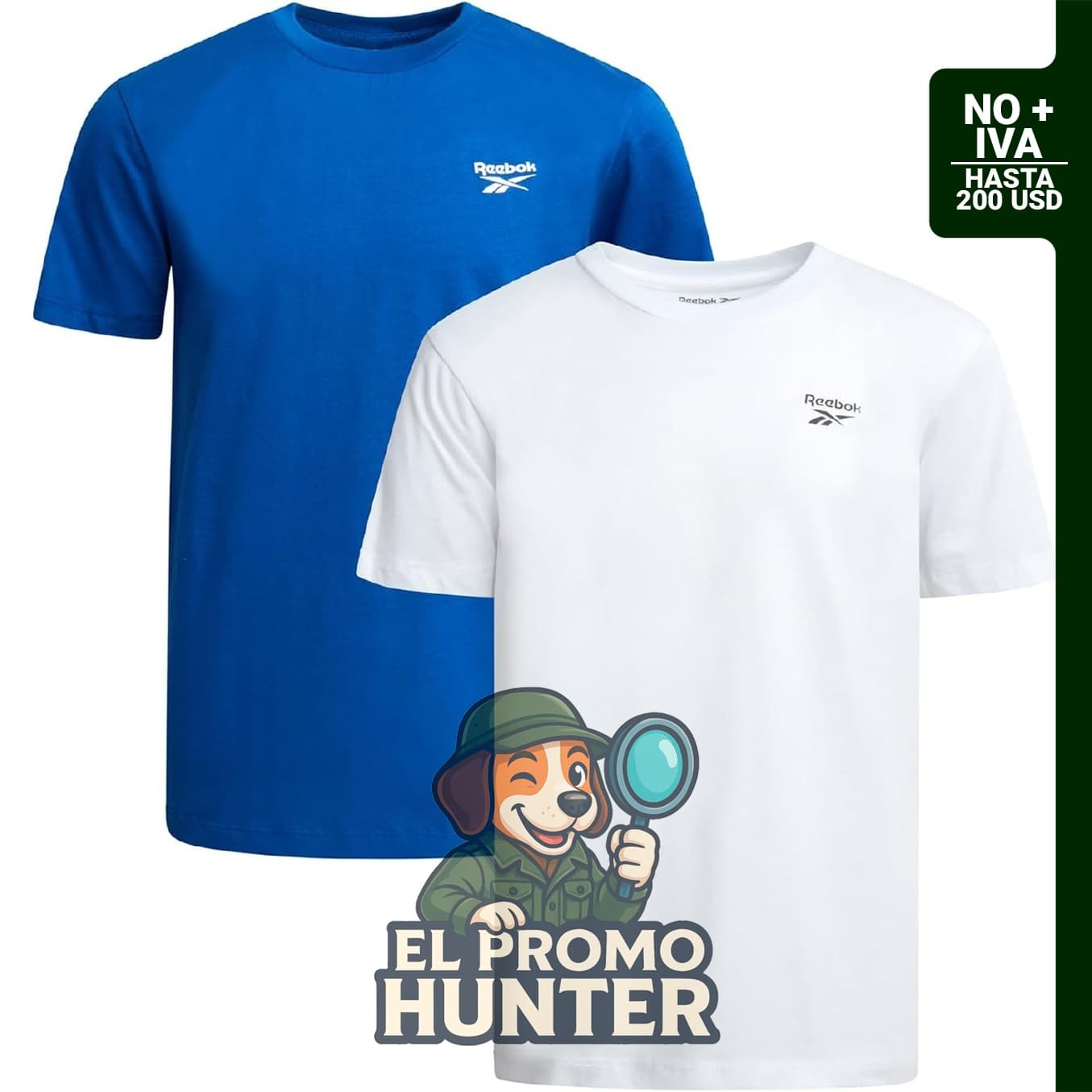 Reebok camiseta básica de algodón para niño, paquete de 2, manga corta y cuello redondo, tallas 8-14.