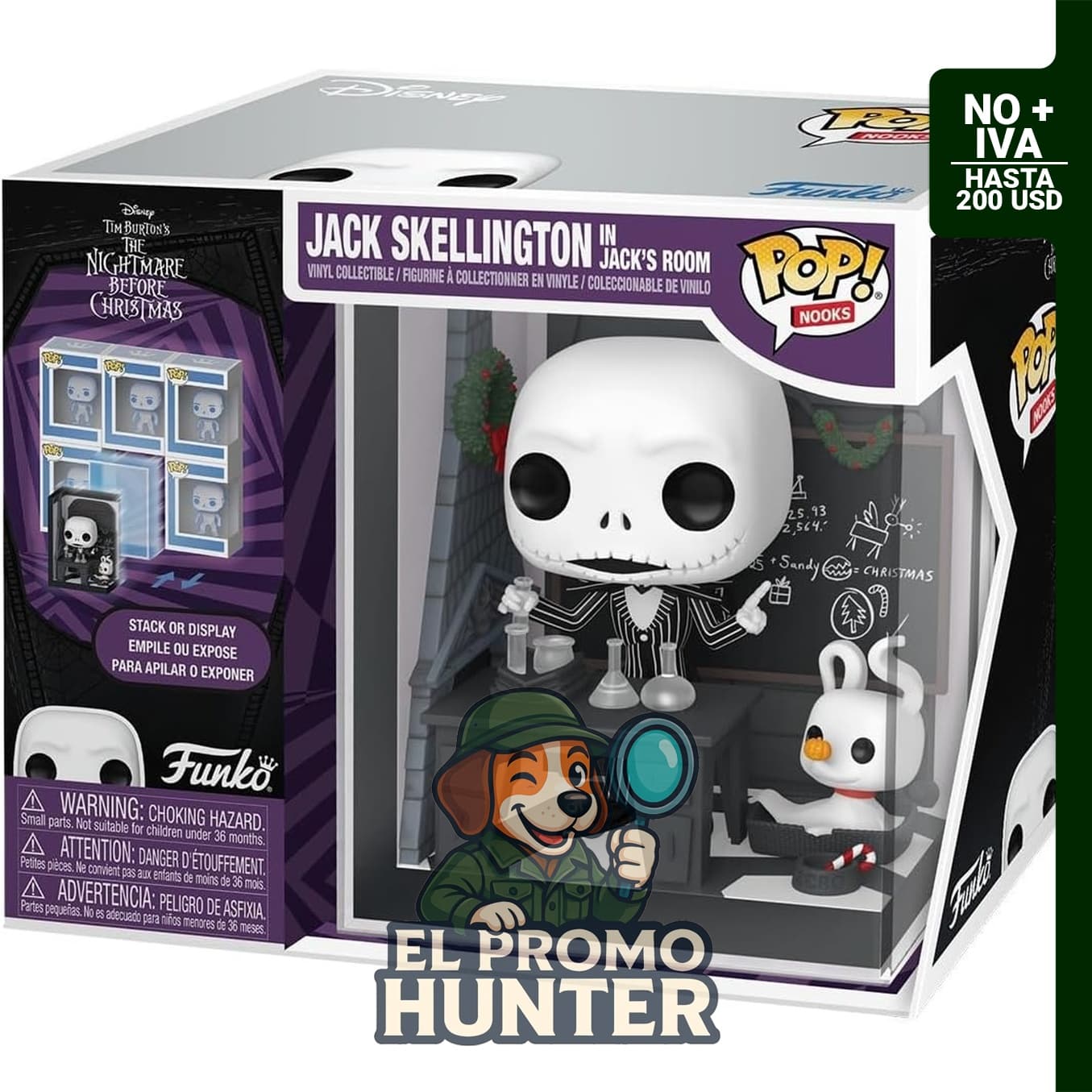 Funko POP! Nooks de Pesadilla antes de Navidad, figura de Jack en su habitación.